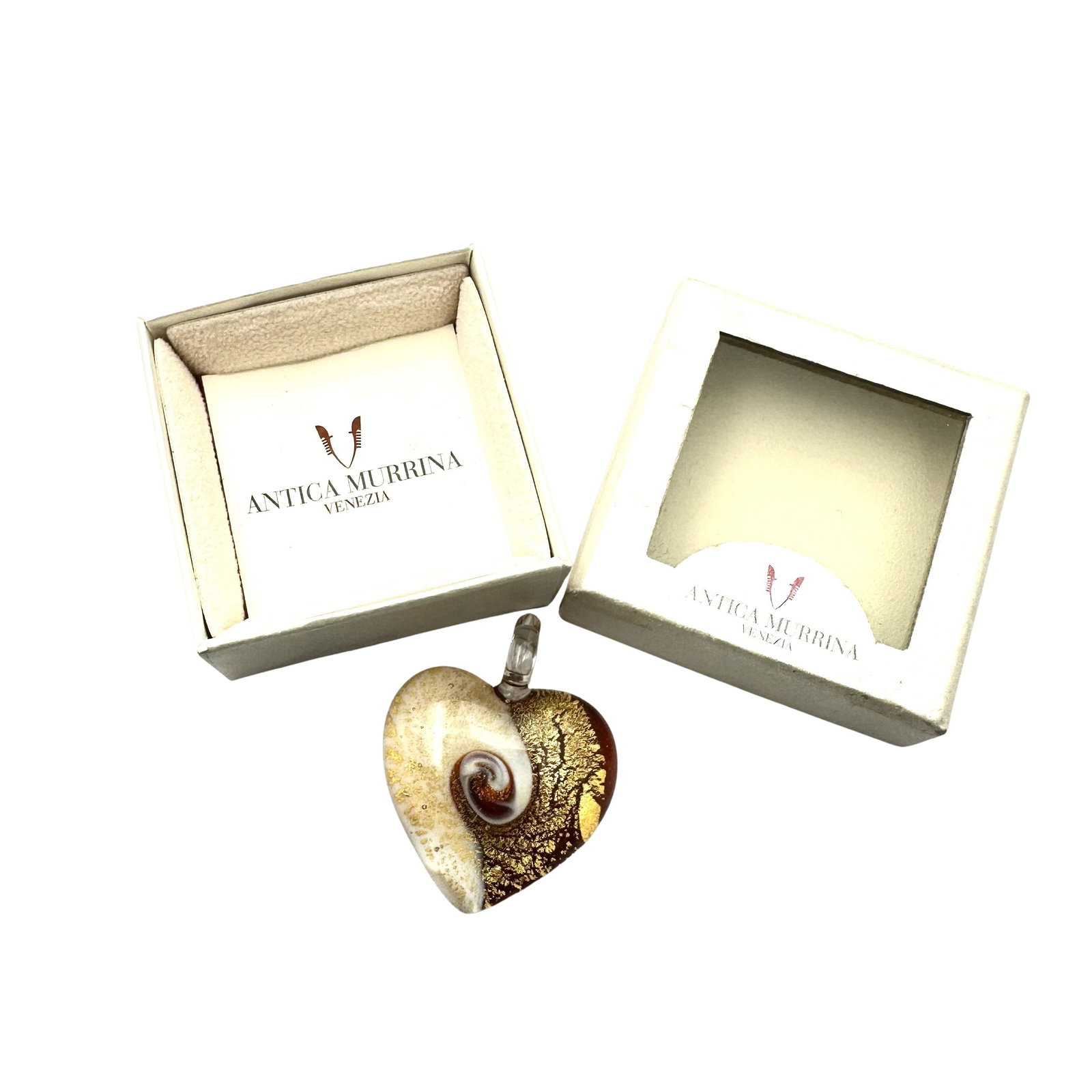 Vintage Italian Murano Glass heart Pendant Antica Murrina Venezia Original Box Included: Vintage Italian Murano Glass heart Pendant Antica Murrina Venezia Original Box Included