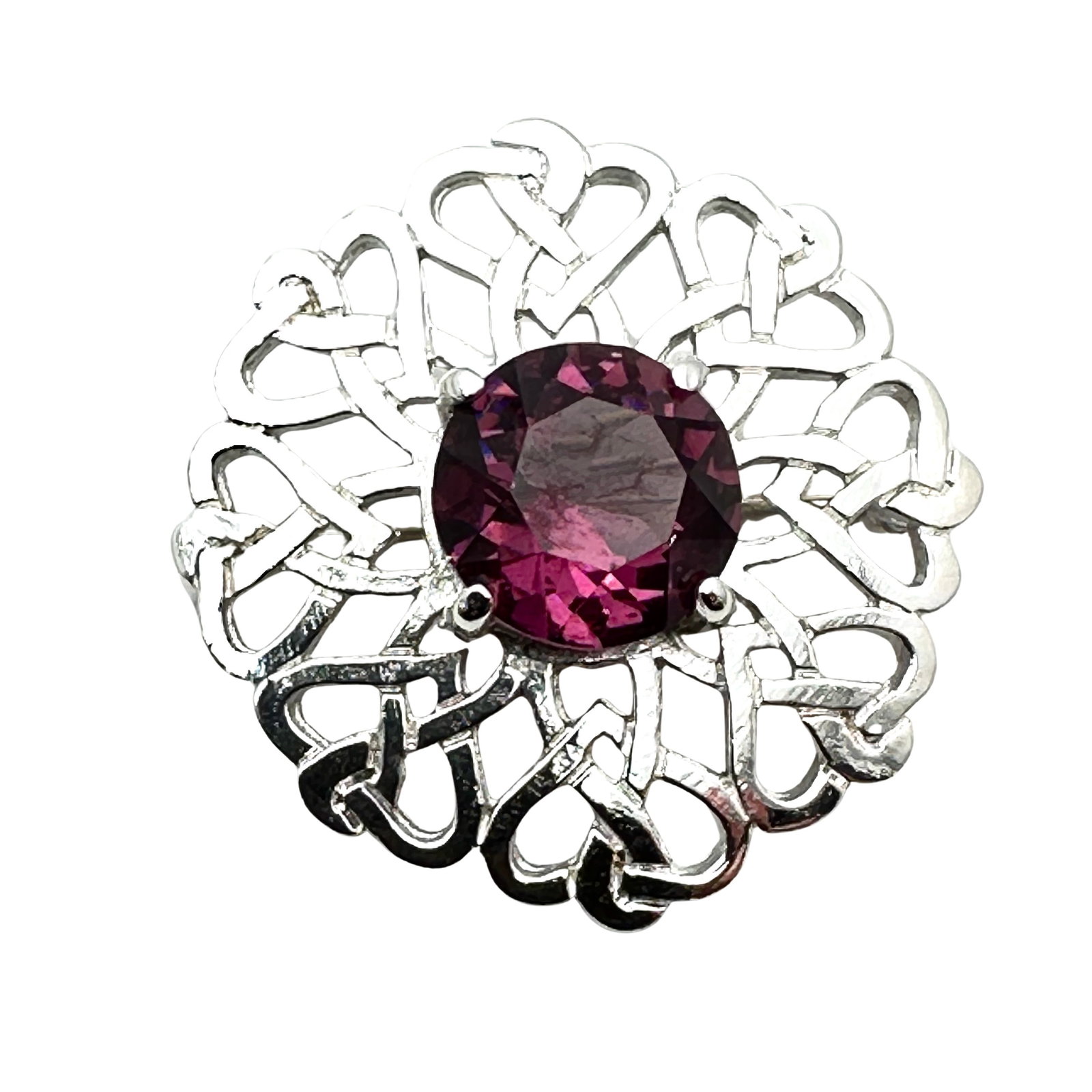 Vintage Celtic Scottish Purple Glass Rhinestone Silver Tone Brooch Pin 1.5 Inch: Vintage Celtic Scottish Purple Glass Rhinestone Silver Tone Brooch Pin 1.5 Inch