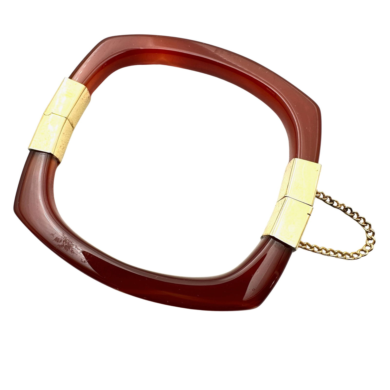 Vintage Black Onyx Square Hinged Bangle Bracelet Gold Plated 7 Inch (1 of 2)