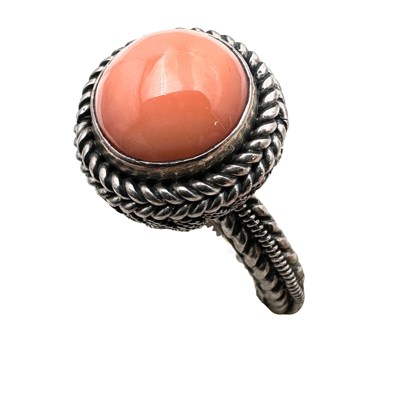 Pink Angel Skin Coral Sterling Silver Ring Size 6.5 (1 of 2)