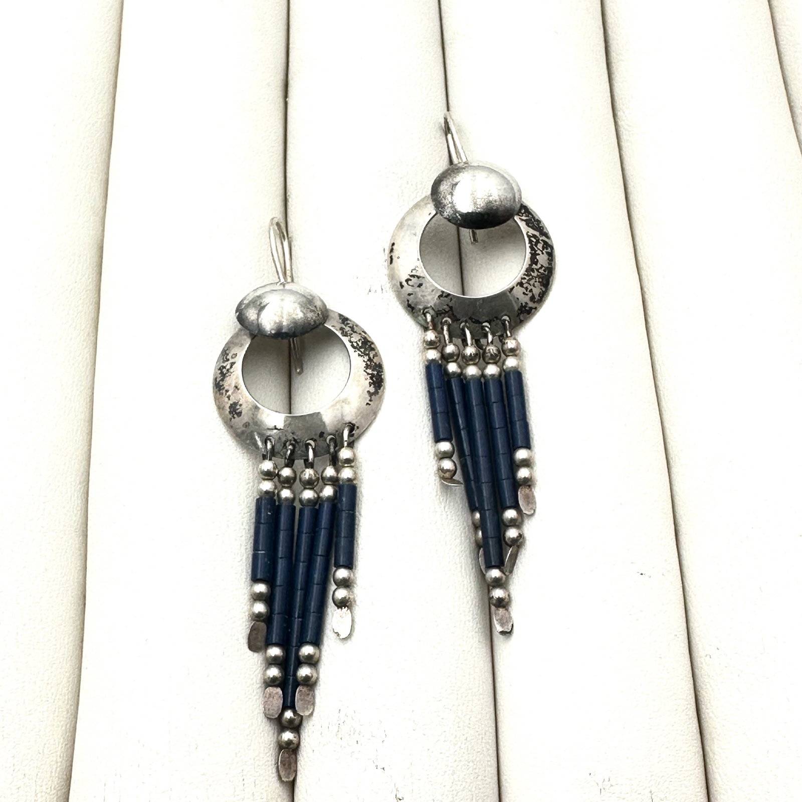 American Southwest Blue Lapis Lazuli Sterling Silver Earrings Pierced 2.5 Inch: American Southwest Blue Lapis Lazuli Sterling Silver Earrings Pierced 2.5 Inch