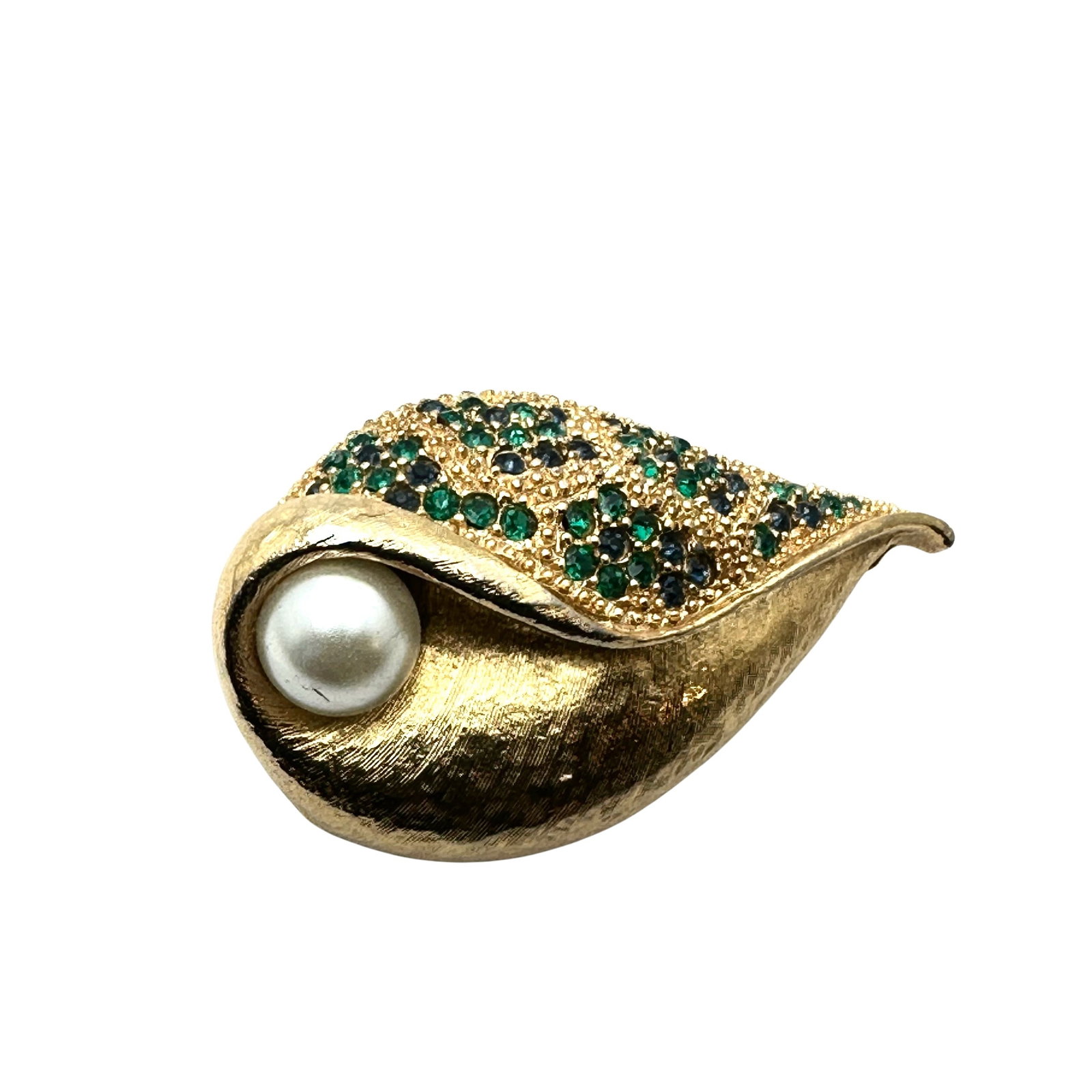 Vintage Arthur Pepper ART Blue Green Glass Rhinestone Gold Tone Brooch Pin 2 Inch: Vintage Arthur Pepper ART Blue Green Glass Rhinestone Gold Tone Brooch Pin 2 Inch