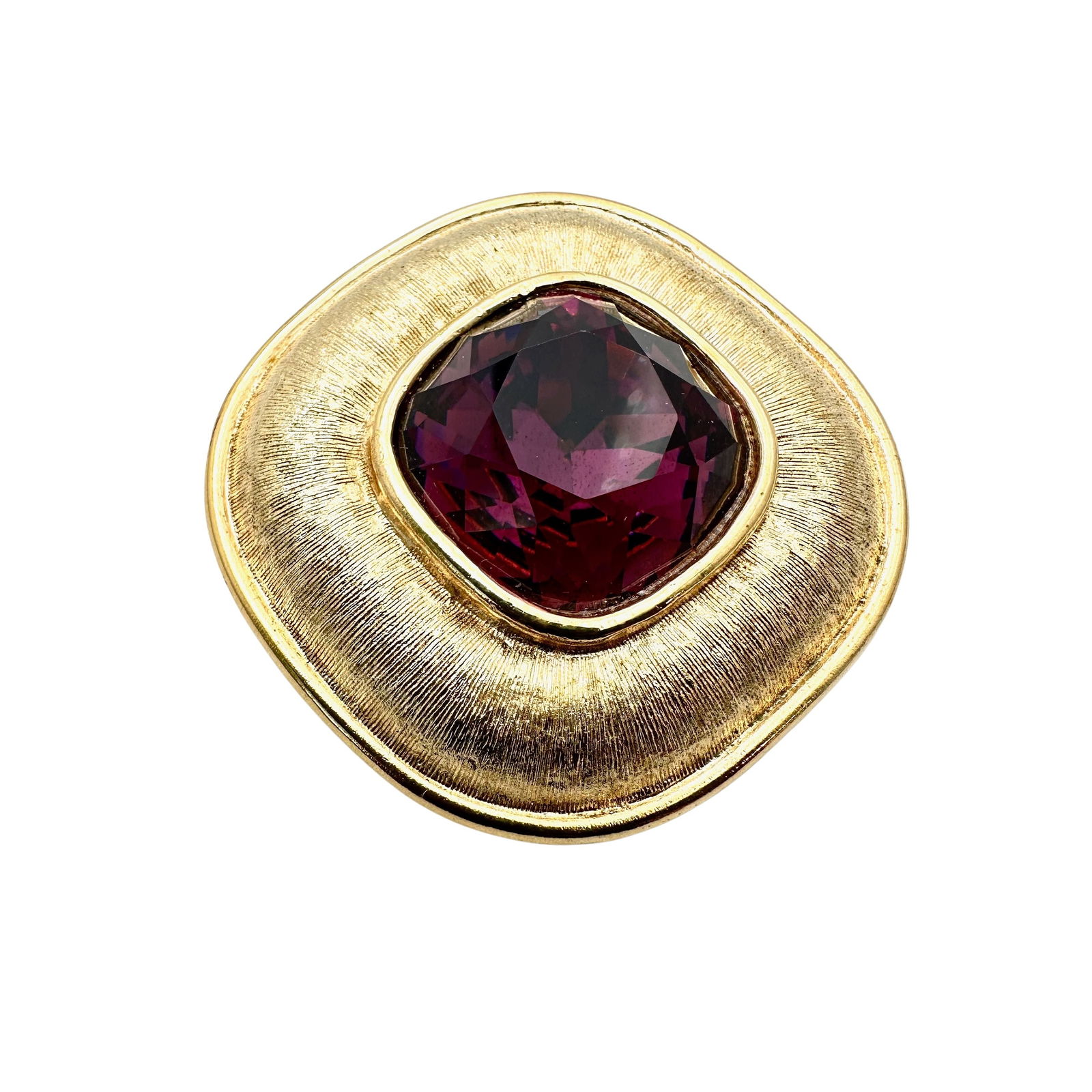 Vintage Weiss Purple Glass Stone Gold Tone Pin Brooch Pendant 2 Inch (1 of 2)