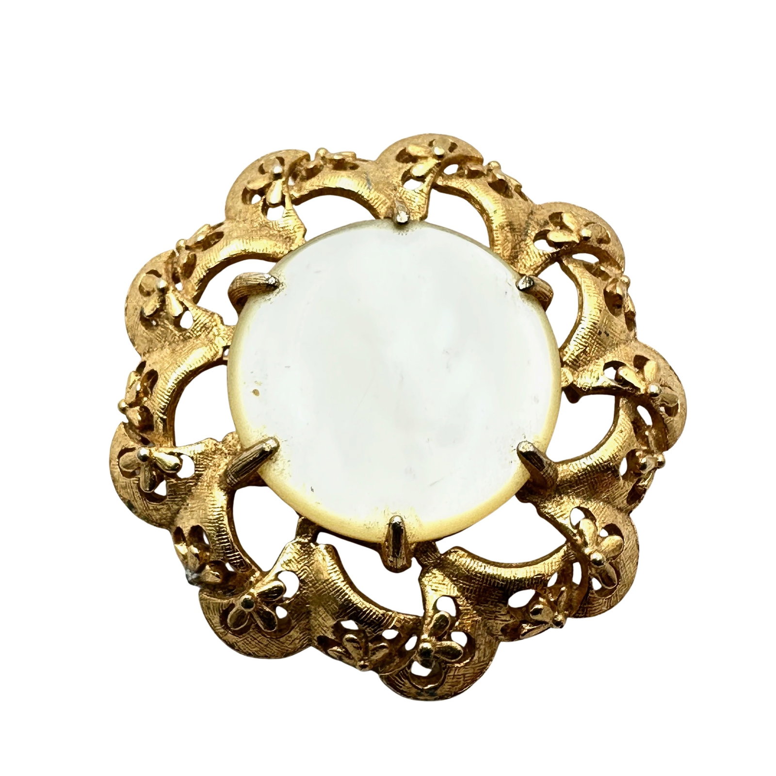 Vintage Florenza Faux Pearl Gold Tone Brooch Pin 2 Inch: Vintage Florenza Faux Pearl Gold Tone Brooch Pin 2 Inch