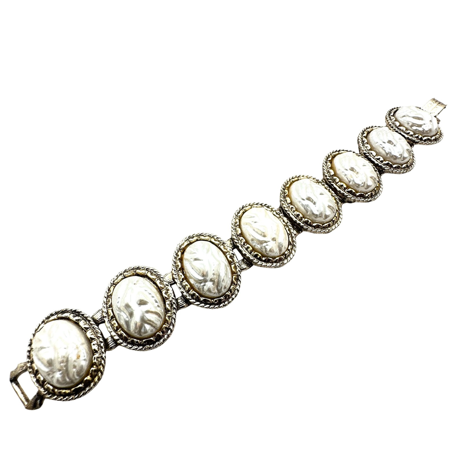 Vintage Faux Pearl Cabochon Gold Tone Bracelet 7 Inch: Vintage Faux Pearl Cabochon Gold Tone Bracelet 7 Inch