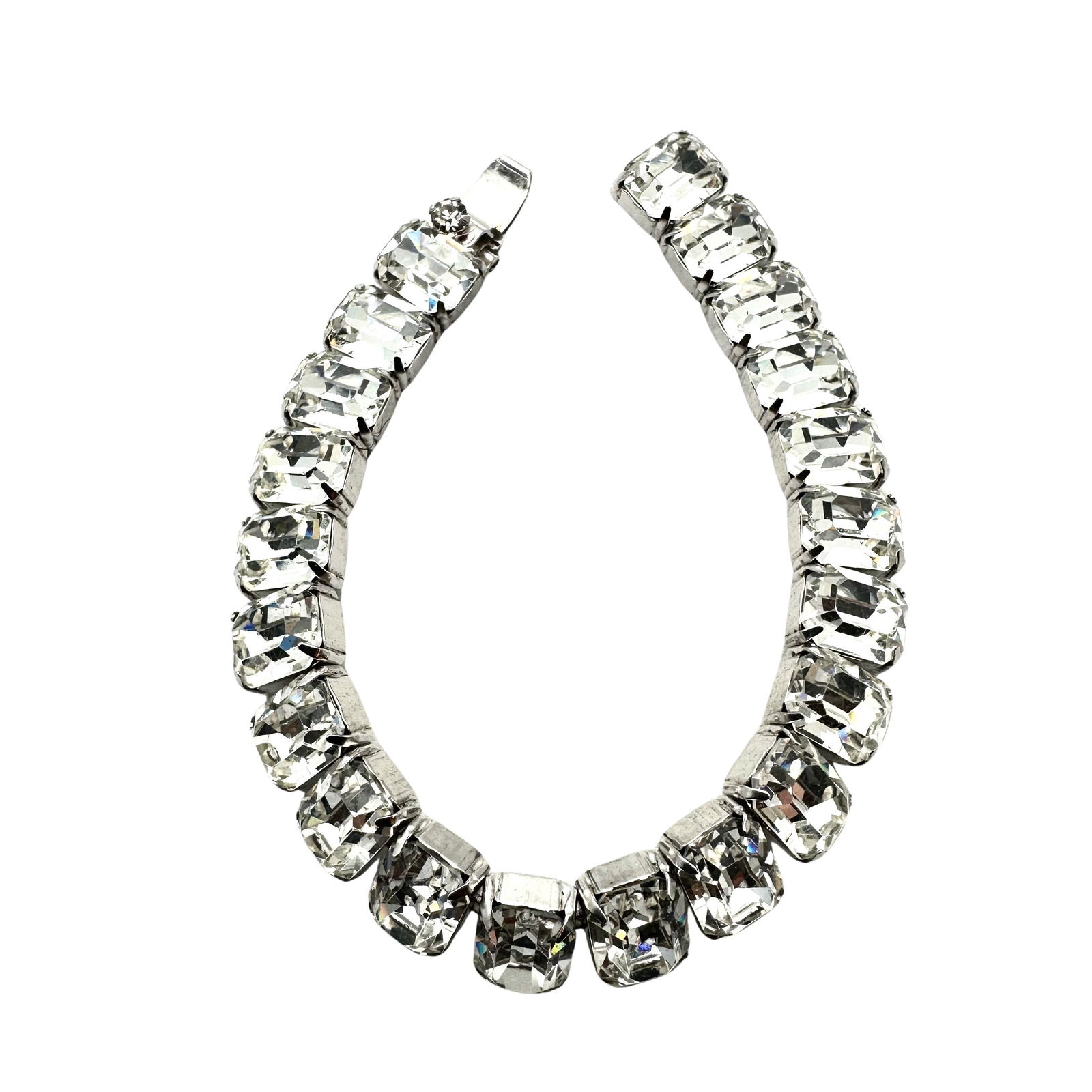 Vintage Weiss Clear Glass Rhinestone Silver Tone Bracelet 7 Inch Pristine Unworn Condition (1 of 2)