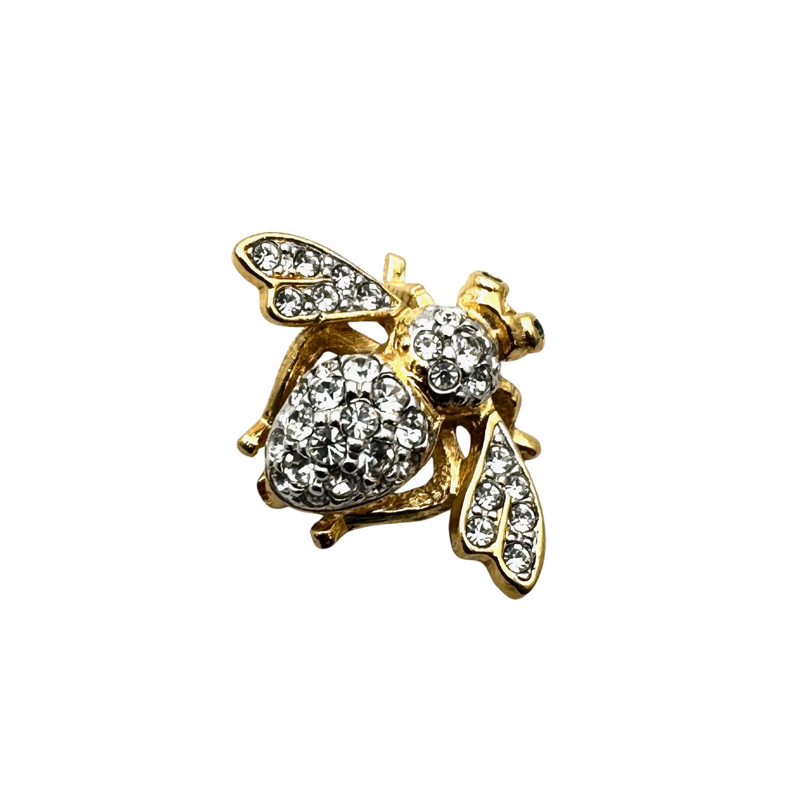 Vintage Joan Rivers Clear Rhinestone Gold Tone Bee Brooch Pin 1.25 Inch (1 of 2)