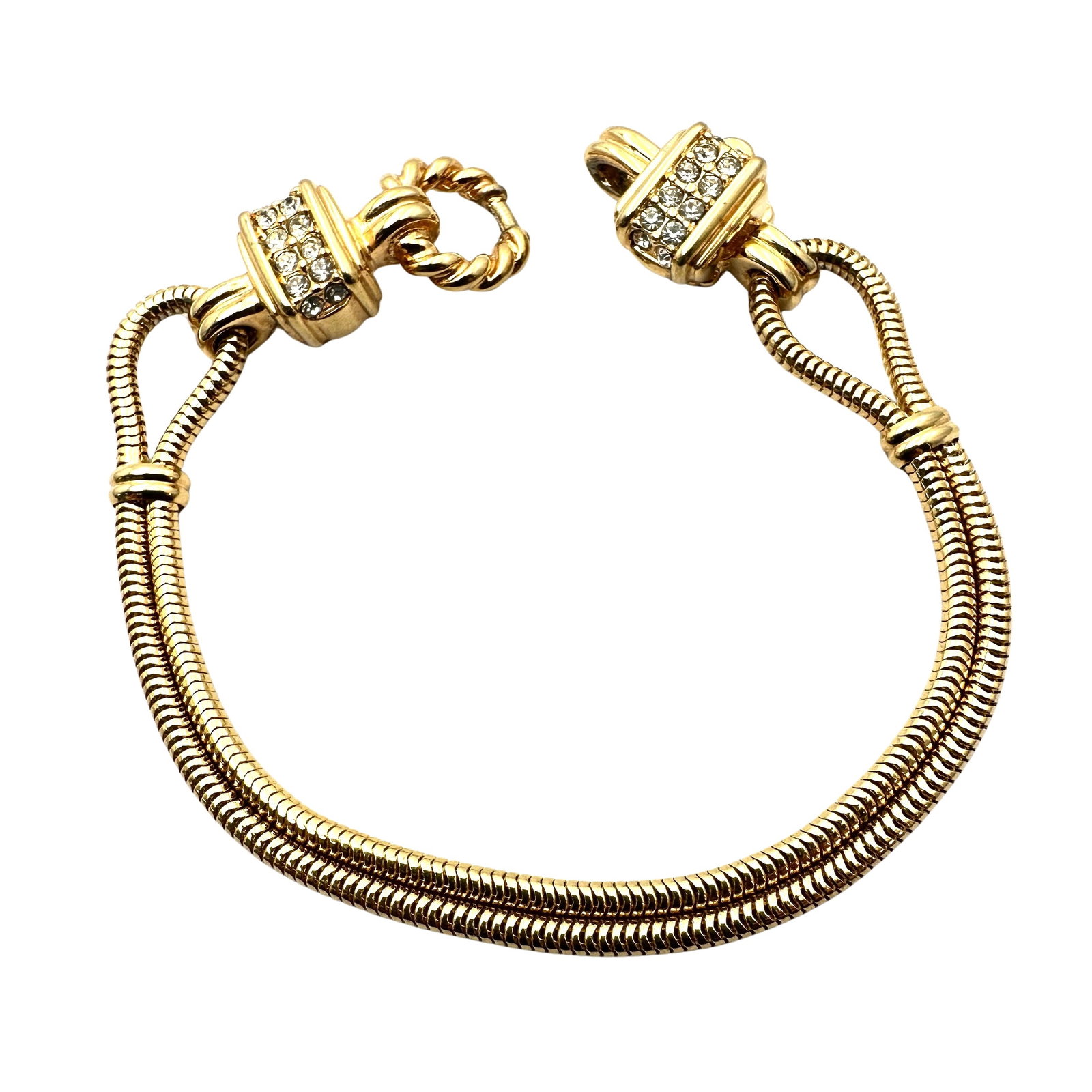 Vintage Nolan Miller Clear Rhinestone Gold Tone Bracelet 7 Inch Length: Vintage Nolan Miller Clear Rhinestone Gold Tone Bracelet 7 Inch Length