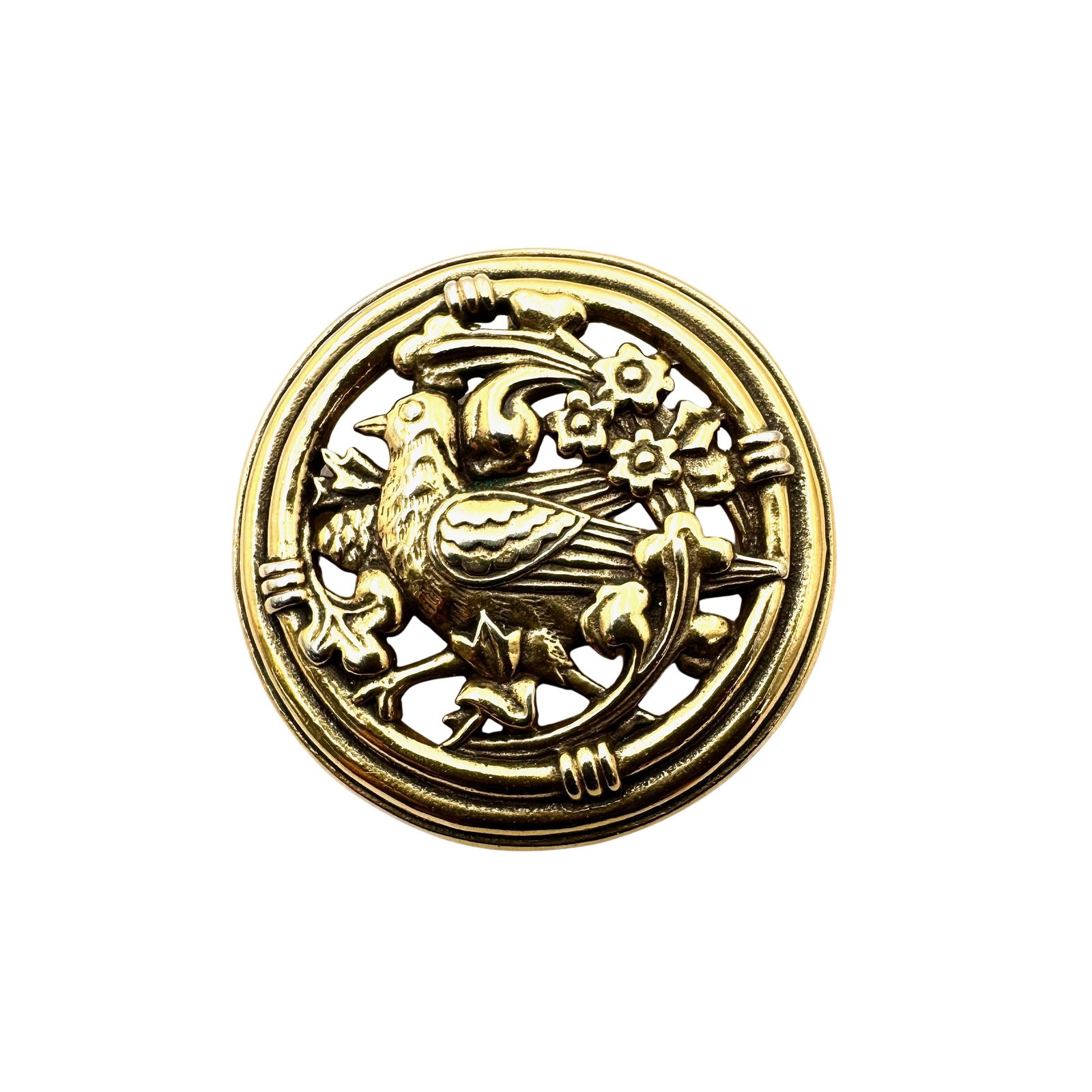 Vintage MMA Metropolitan Museum Replica Gold Tone Pin Pendant Bird Design 1.5 Inch (1 of 2)