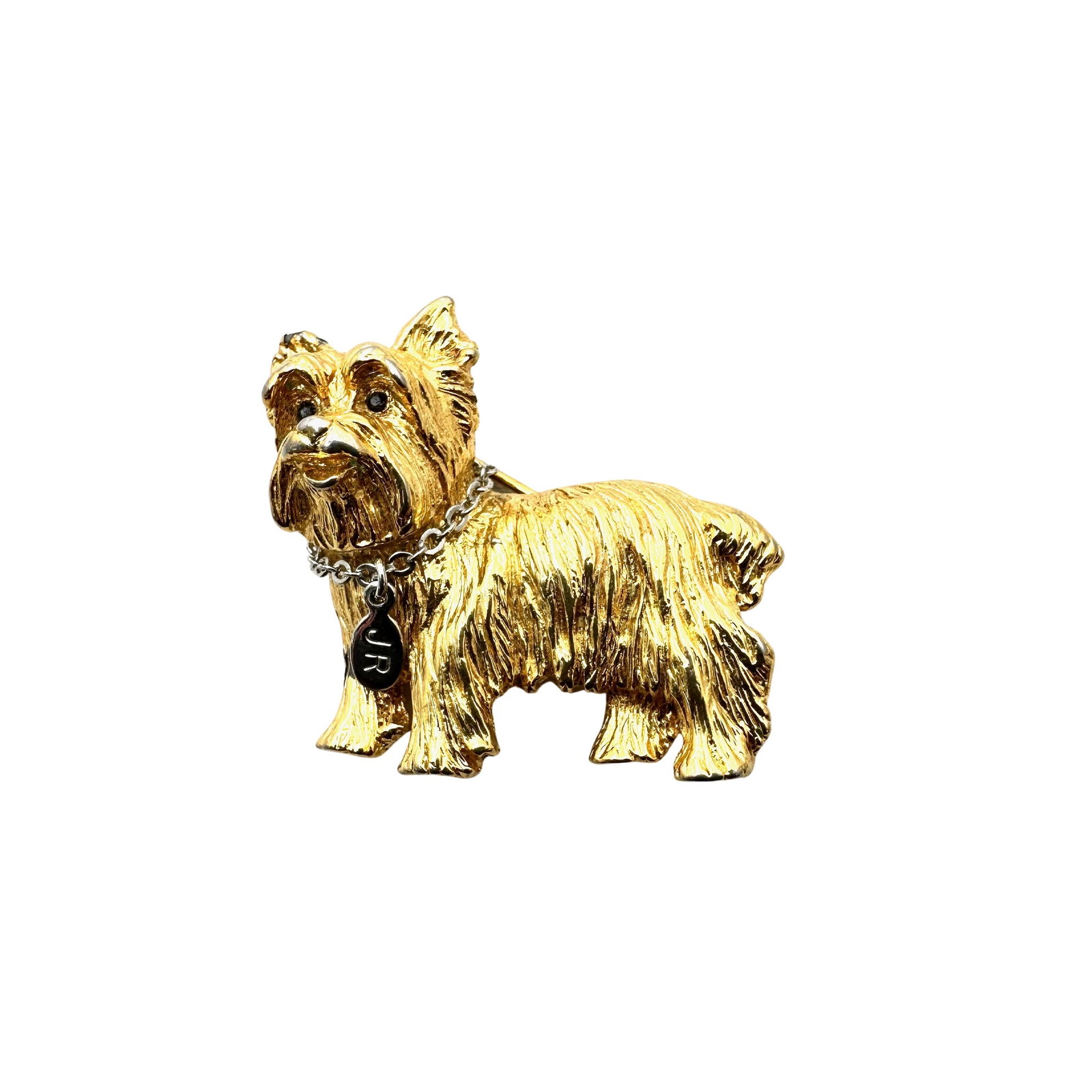 Vintage Joan Rivers Yorkie Dog Gold & Silver Tone Pin Brooch 1.5 Inch: Vintage Joan Rivers Yorkie Dog Gold & Silver Tone Pin Brooch 1.5 Inch