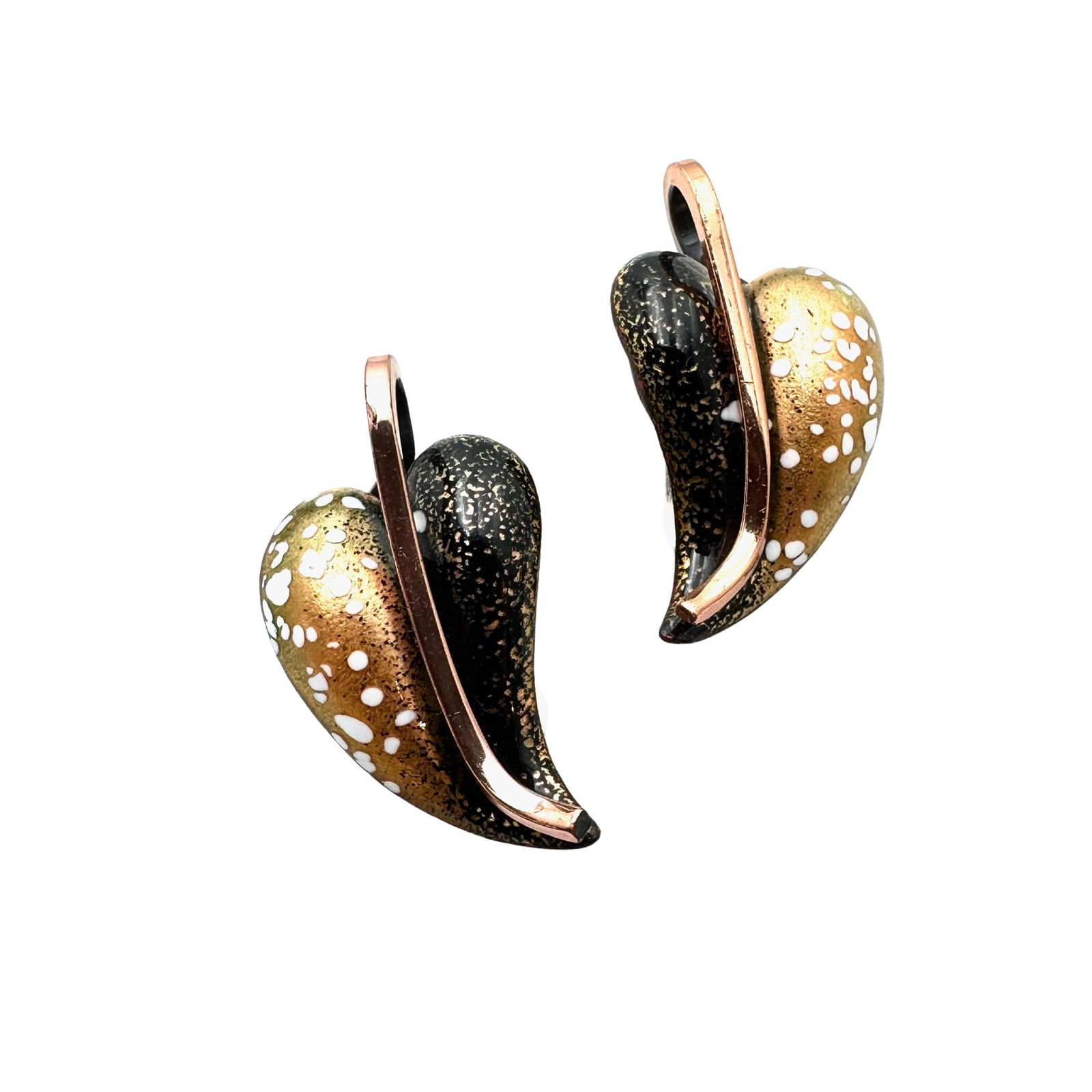Vintage Mid Century Matisse Renoir Enamel Copper Clip Earrings 1.25 Inch (1 of 2)