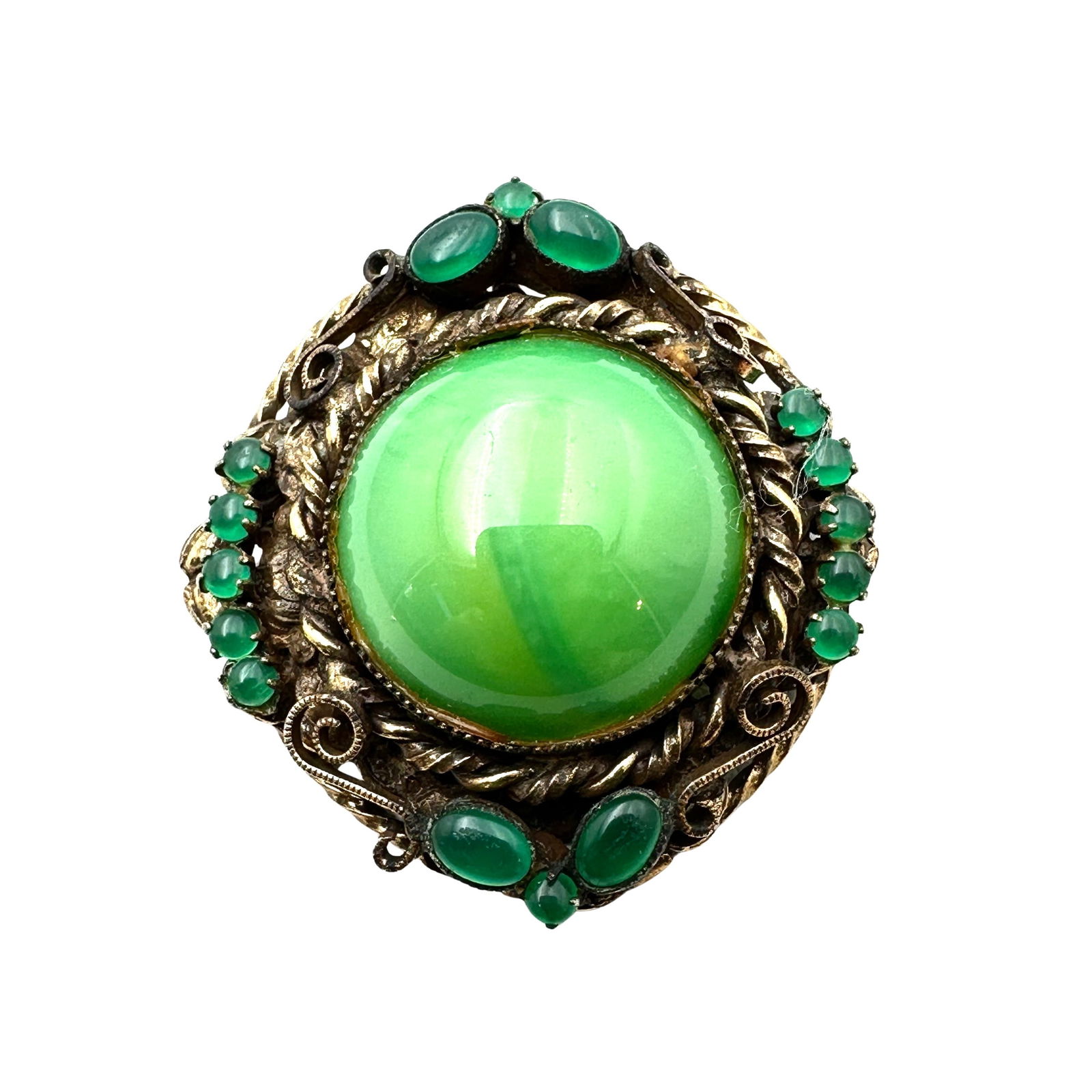 Vintage Original By Robert Green Glass Rhinestone Gold Tone Pendant Brooch Pin 2 Inch (1 of 2)