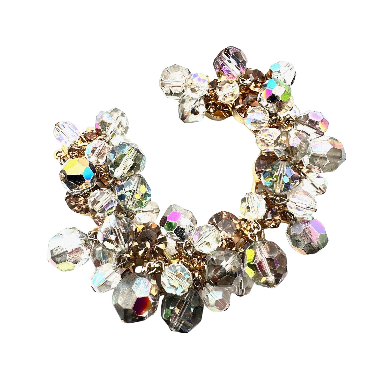 Vintage Juliana Grey Amber Crystal Cha Cha Gold Tone 5 Link Bracelet 7 Inch (1 of 3)