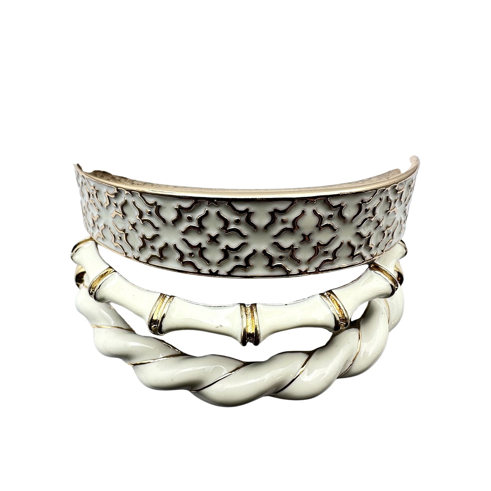 Vintage Jewelry Group Lot of Off White Cream Gold Tone Bangle Bracelets (1 of 2)