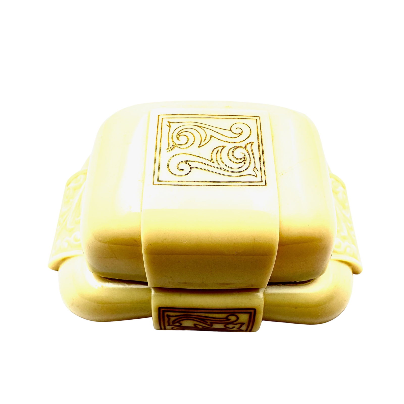 Antique Vintage Off White Cream Celluloid Heart Ring Box 3 Inch Length (1 of 2)