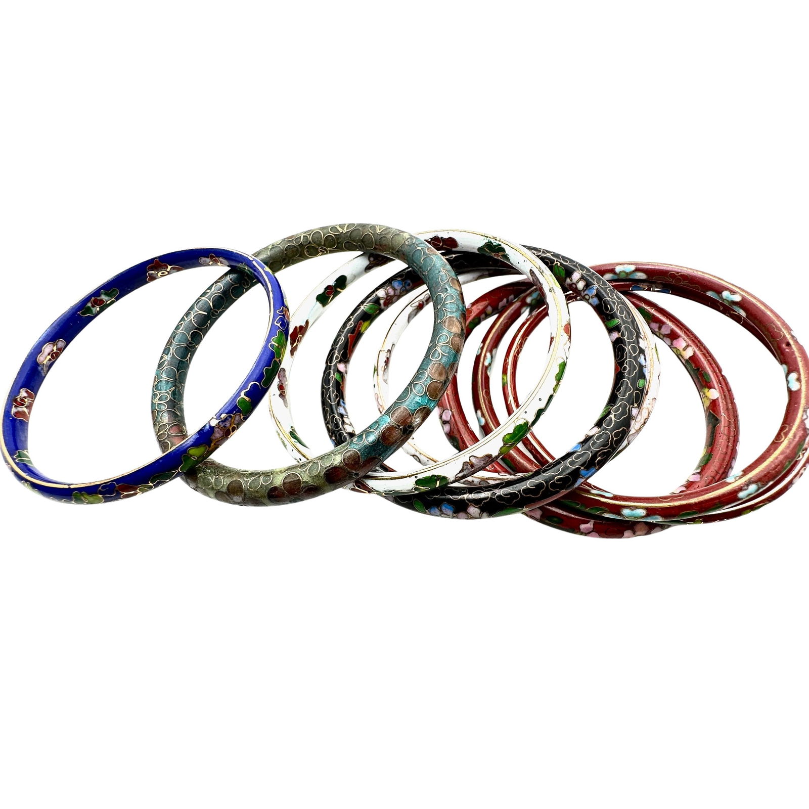 Vintage Jewelry Group Lot of Chinese Cloisonne' Bangle Bracelets (1 of 2)