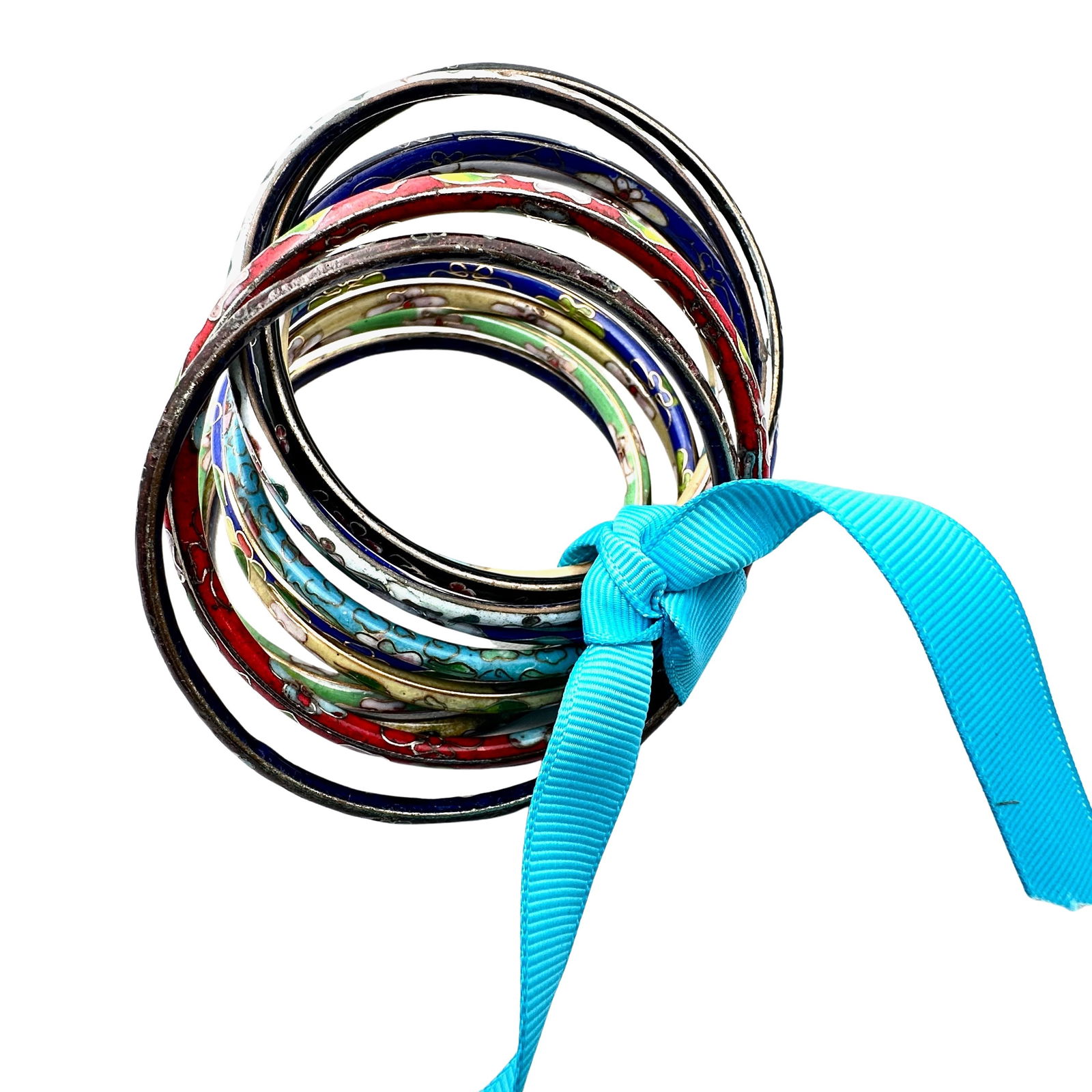 Vintage Jewelry Group Lot of Chinese Cloisonne' Bangle Bracelets (1 of 2)