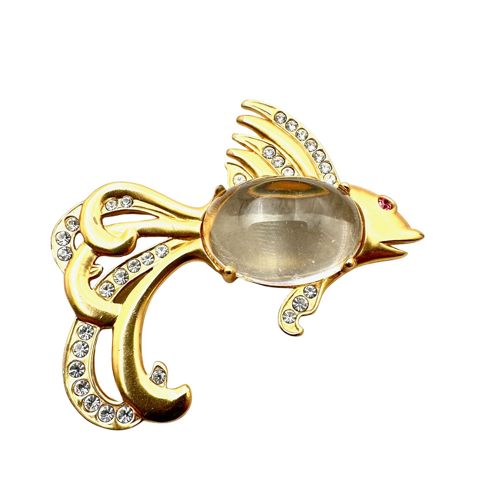 Vintage Jelly Belly Gold Tone Fish Brooch Pin 2.5 Inch Signed HM (1 of 2)