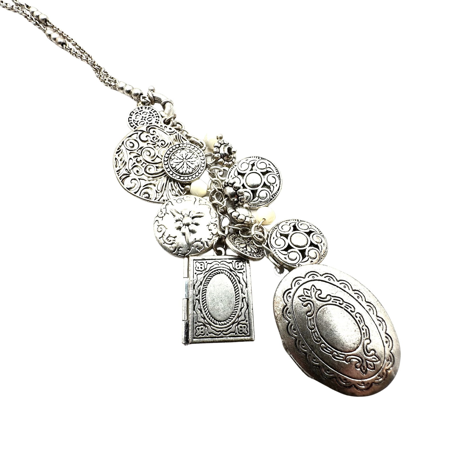 Vintage Multiple Picture Locket Pendants Silver Tone Necklace 24 Inch Chain: Vintage Multiple Picture Locket Pendants Silver Tone Necklace 24 Inch Chain