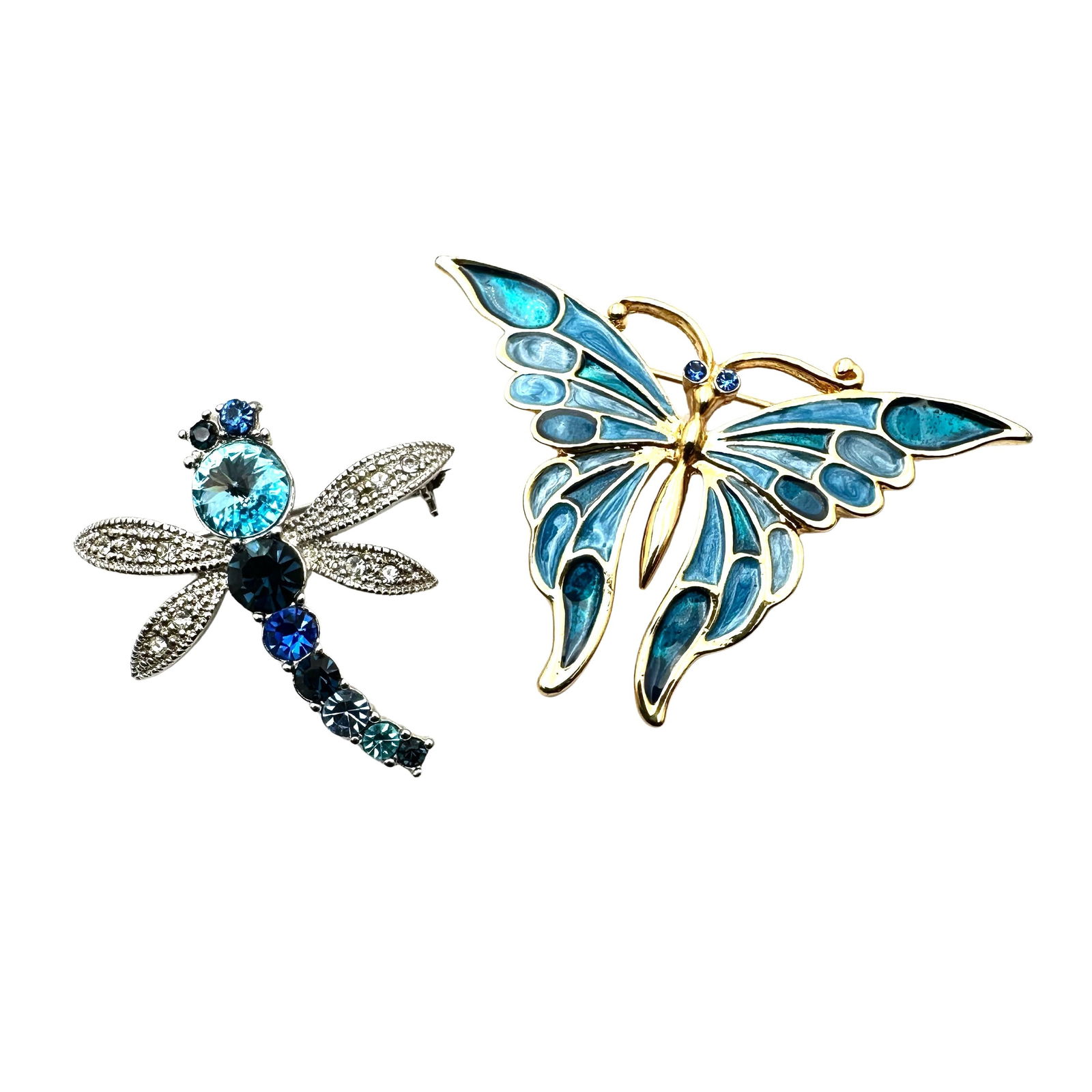 Vintage Enamel Butterfly Brooch Rhinestone Dragon Fly Brooch Pin (1 of 2)