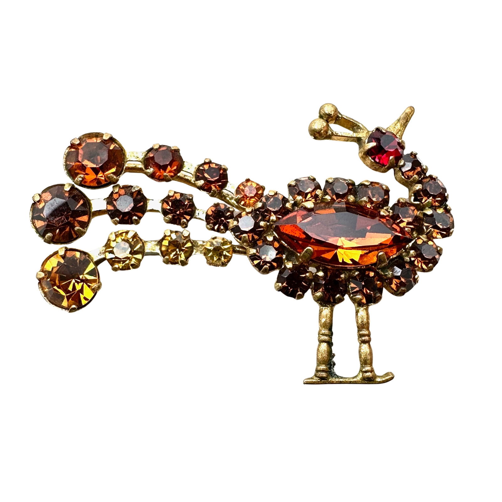Vintage Austria Crystal Figural Bird Brooch Pin Gold  Tone 2 Inch (1 of 2)