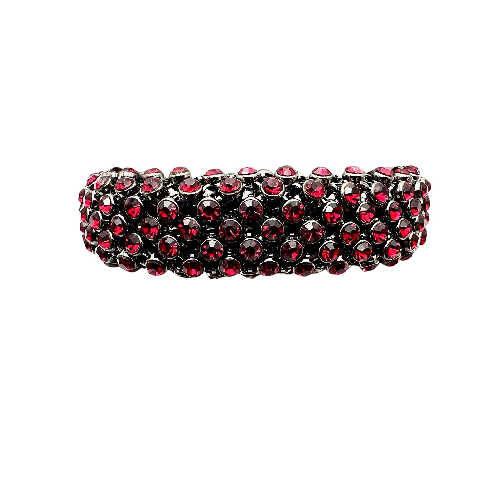 Bold Red Rhinestone Mesh Design Dark Silver Tone Bracelet 7.5 Inch: Bold Red Rhinestone Mesh Design Dark Silver Tone Bracelet 7.5 Inch