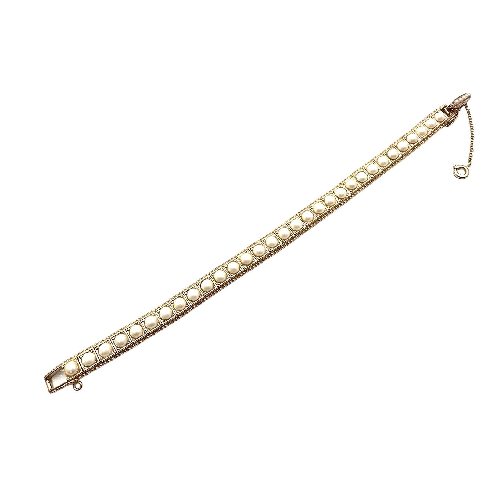 Vintage Ciner Faux Pearl Gold Tone Bracelet 7 Inch Length: Vintage Ciner Faux Pearl Gold Tone Bracelet 7 Inch Length