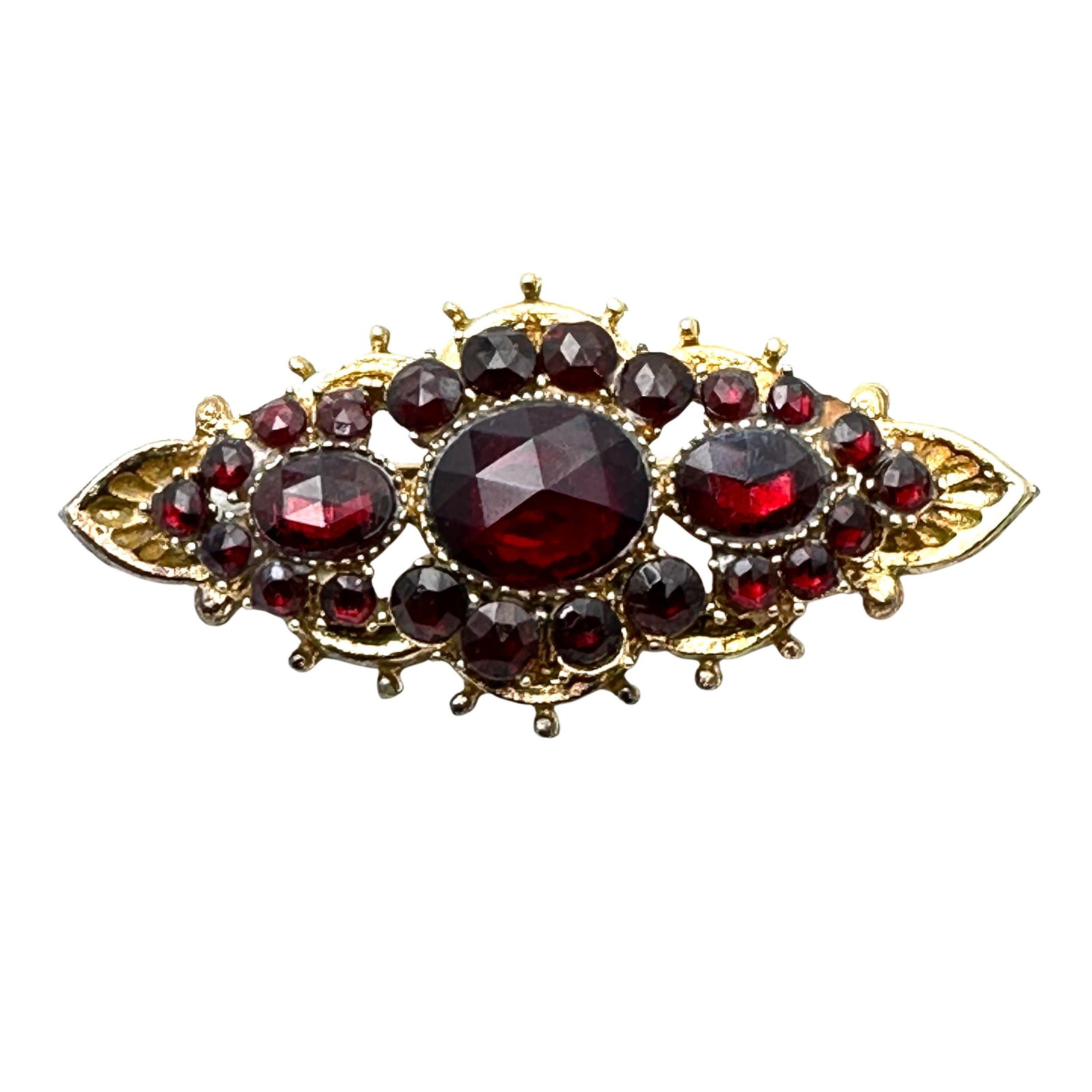 Vintage Art Arthur Pepper Red Glass Rhinestone Gold Tone Brooch Pin 2.25 Inch: Vintage Art Arthur Pepper Red Glass Rhinestone Gold Tone Brooch Pin 2.25 Inch