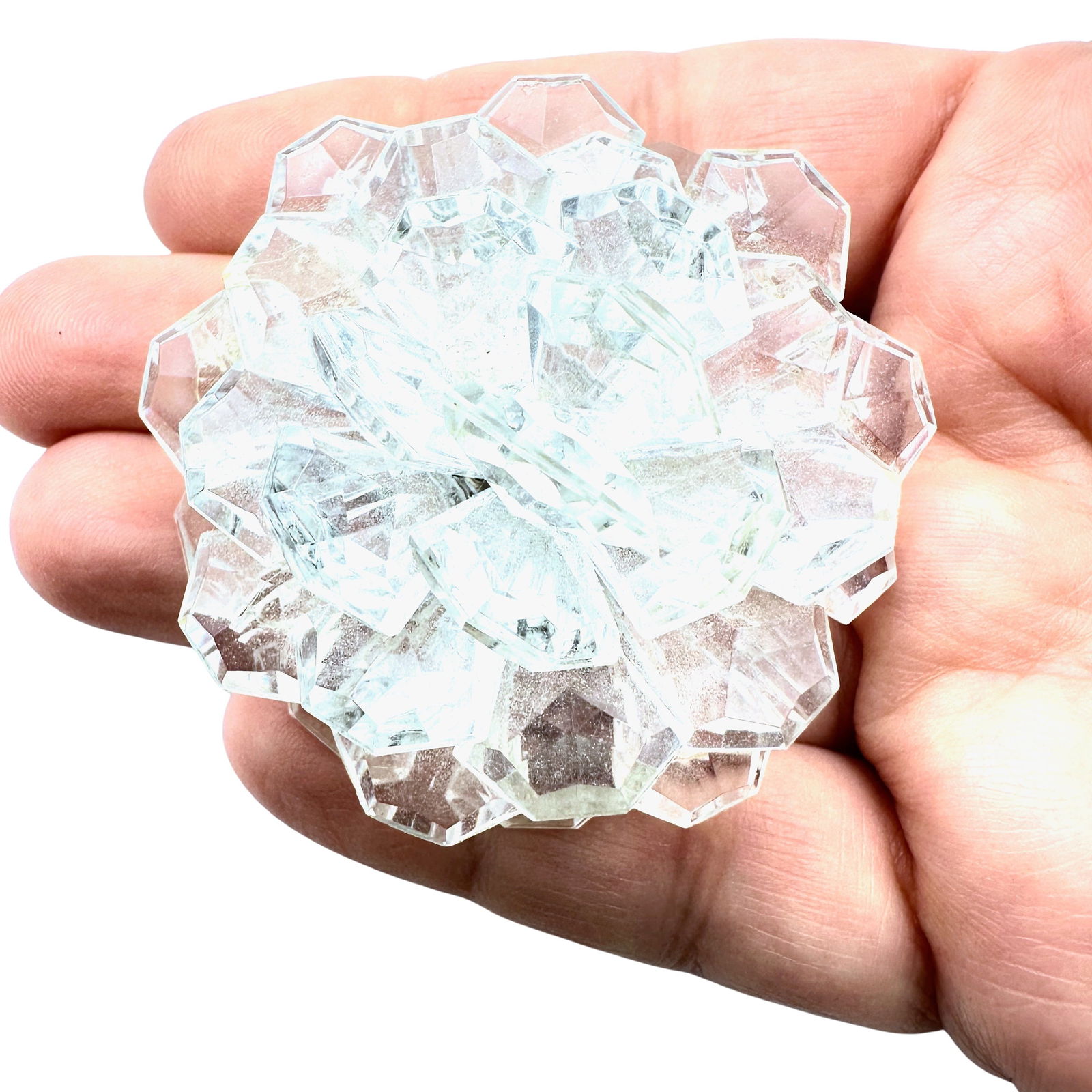 Vintage Clear Crystal Lucite Silver Tone Flower Brooch Pin 2 Inch (1 of 2)