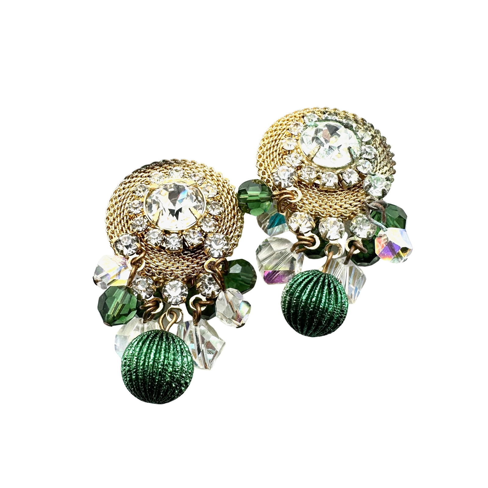 Vintage Hattie Carnegie Clear Crystal Gold Tone Chandelier Clip Earrings: Vintage Hattie Carnegie Clear Crystal Gold Tone Chandelier Clip Earrings