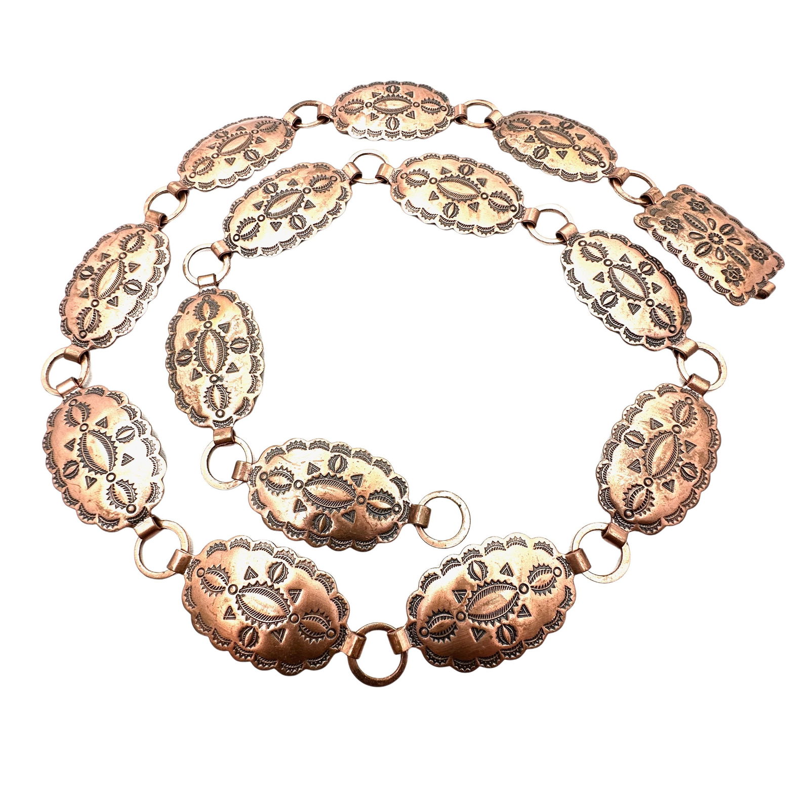 Vintage Western Copper Conch Style Belt 30 Inch Length: Vintage Western Copper Conch Style Belt 30 Inch Length