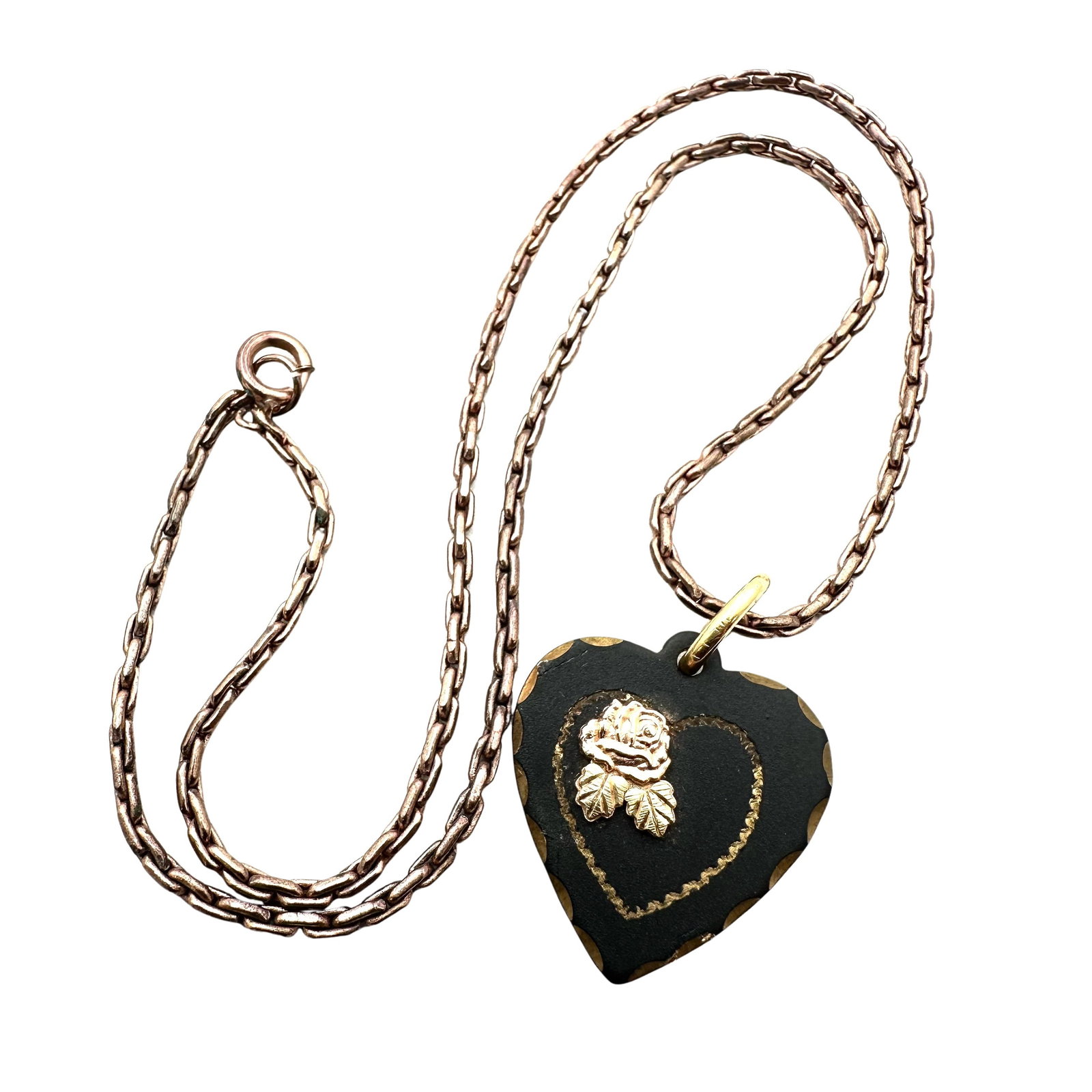 Vintage Black Hills Rose Gold (Rose Only) Heart Pendant Necklace 16 Inch Chain: Vintage Black Hills Rose Gold (Rose Only) Heart Pendant Necklace 16 Inch Chain