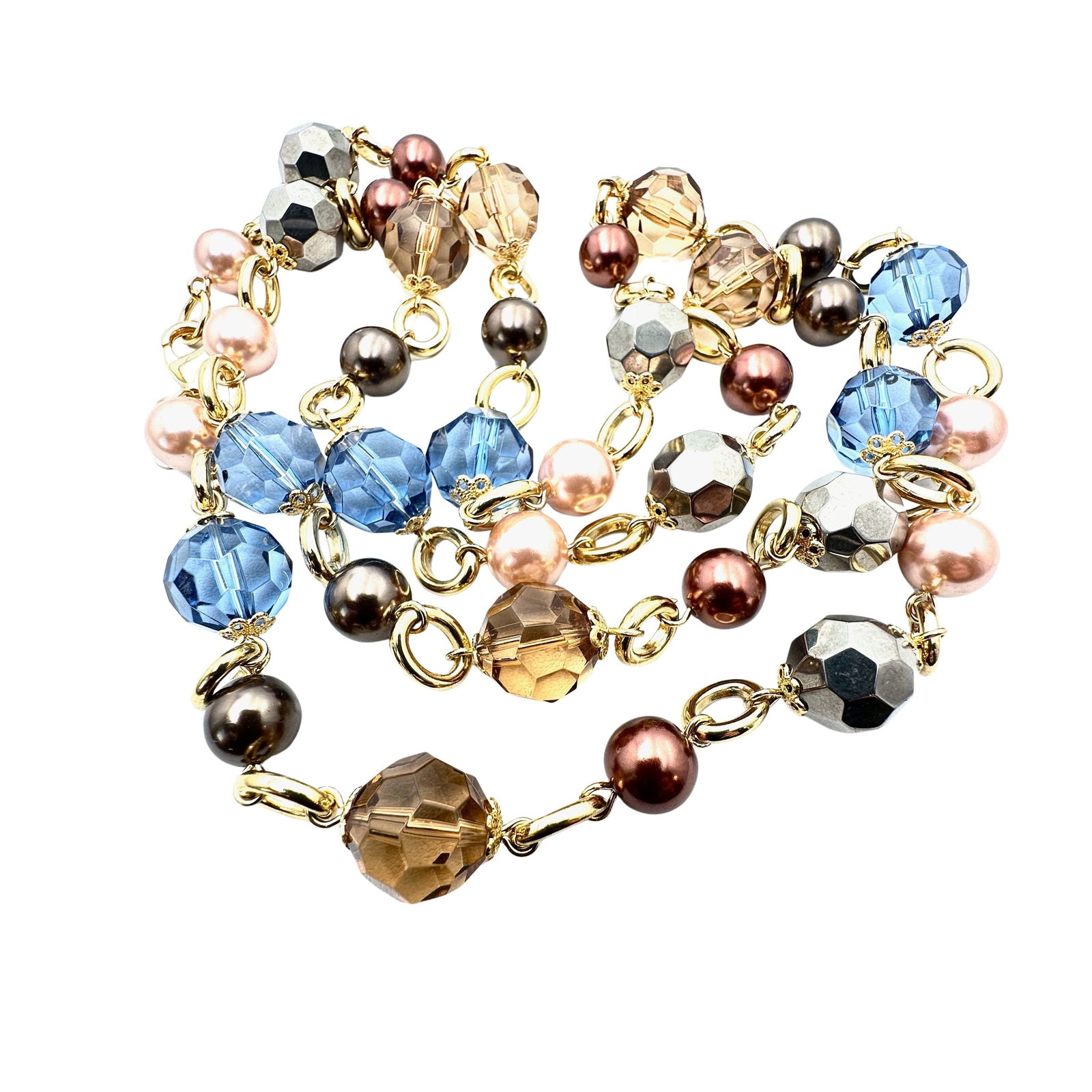 Vintage Kenneth Jay Lane Glass Bead Faux Pearl Gold Tone Necklace 40 Inch Length One Strand: Vintage Kenneth Jay Lane Glass Bead Faux Pearl Gold Tone Necklace 40 Inch Length One Strand