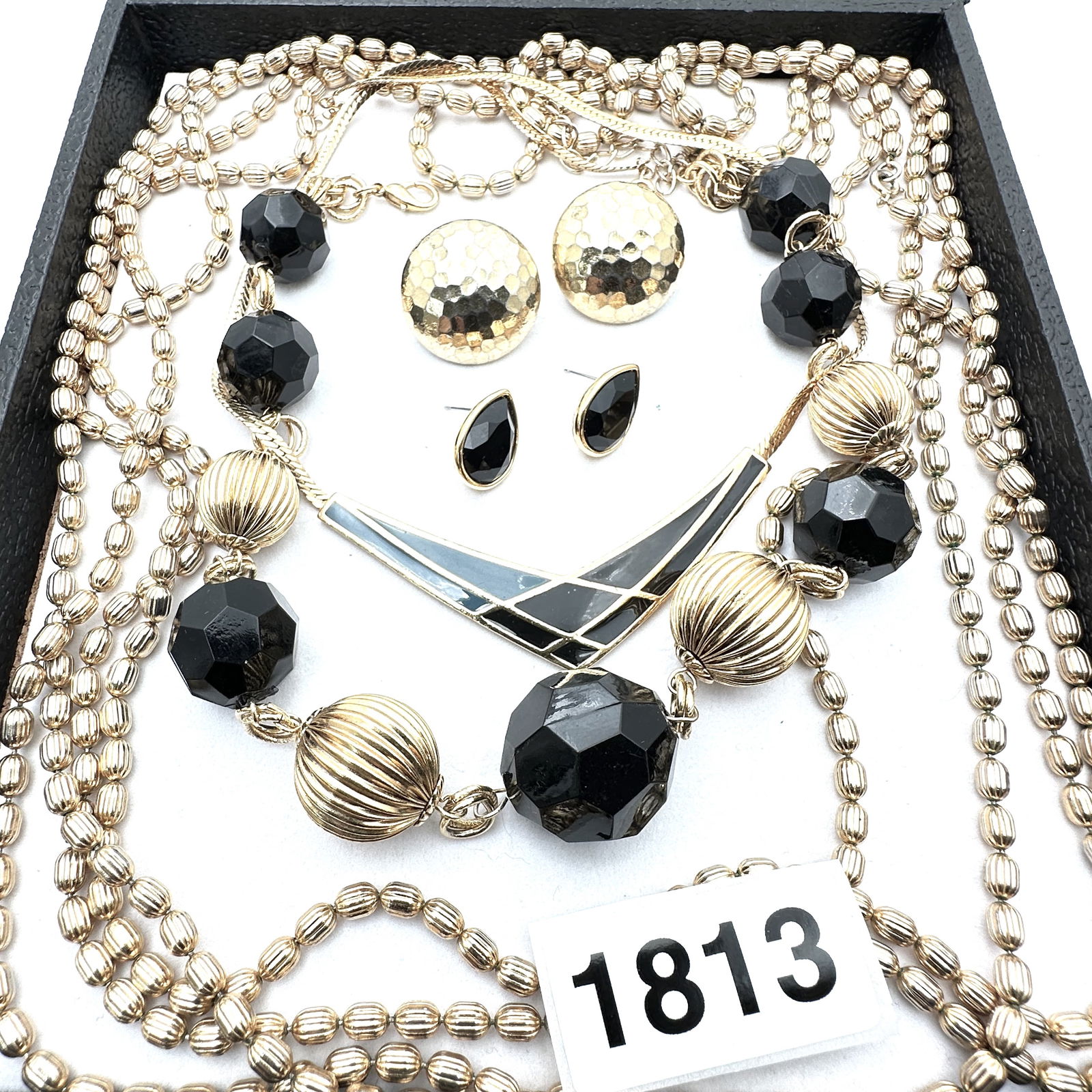 Vintage Jewelry Group Lot Gold Tone Bead Necklaces Clip Pierced Earrings Enamel Choker Necklace: Vintage Jewelry Group Lot Gold Tone Bead Necklaces Clip Pierced Earrings Enamel Choker Necklace