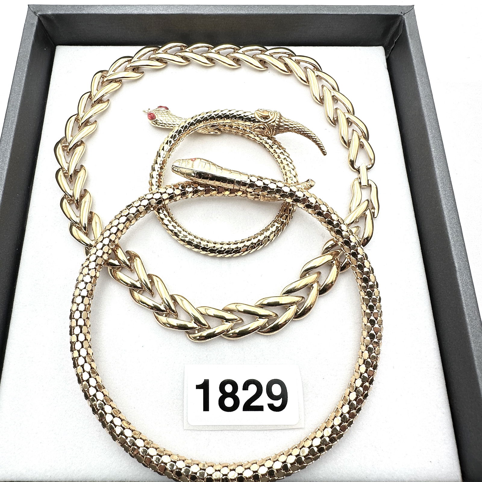 Vintage Jewelry Group Lot Napier Choker necklace Gold Tone Snake Necklace & Bracelet Expandable (1 of 2)