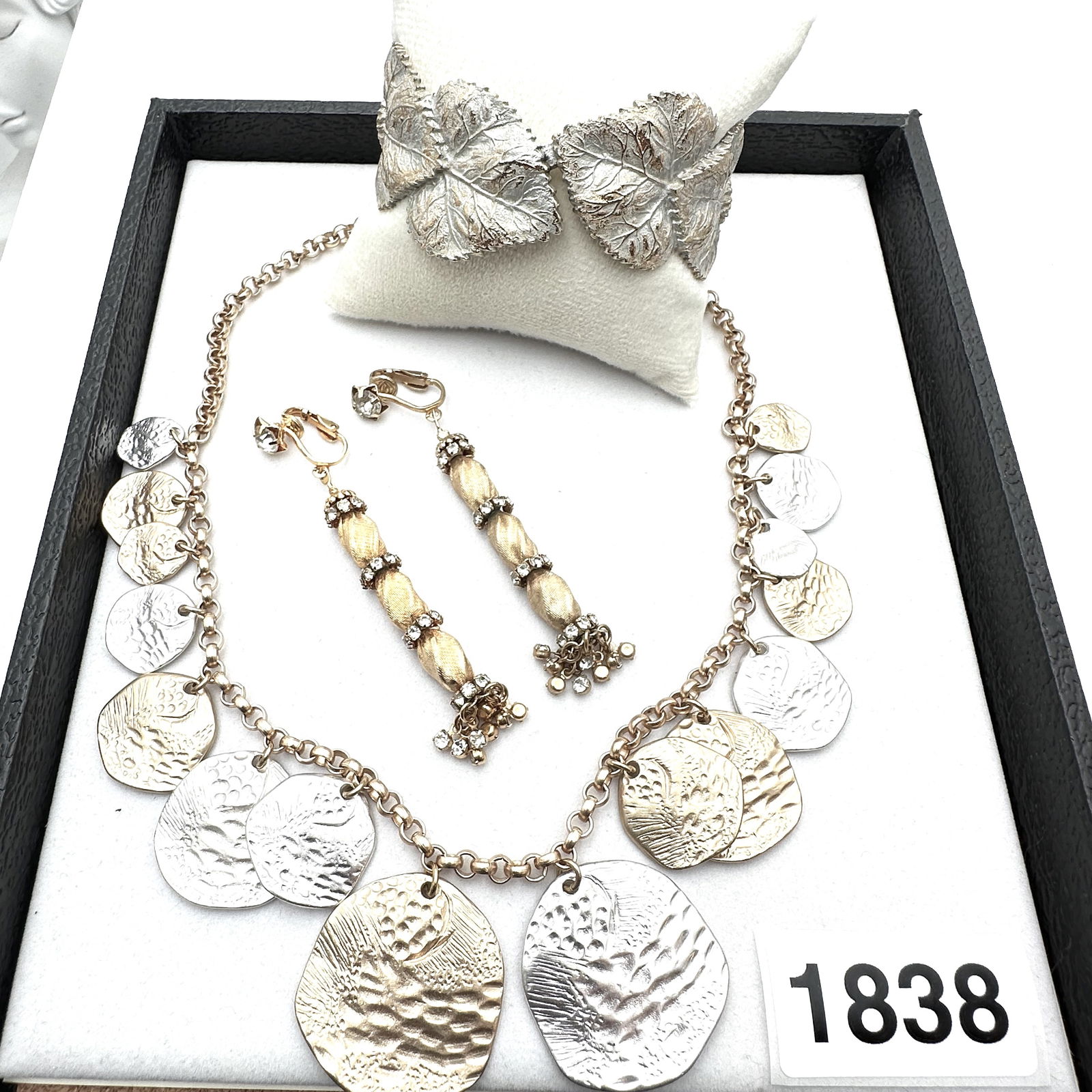 Vintage Jewelry Group Lot Hobe' Bracelet Gold Silver Tone Crystal Chandelier Earrings Statement (1 of 2)