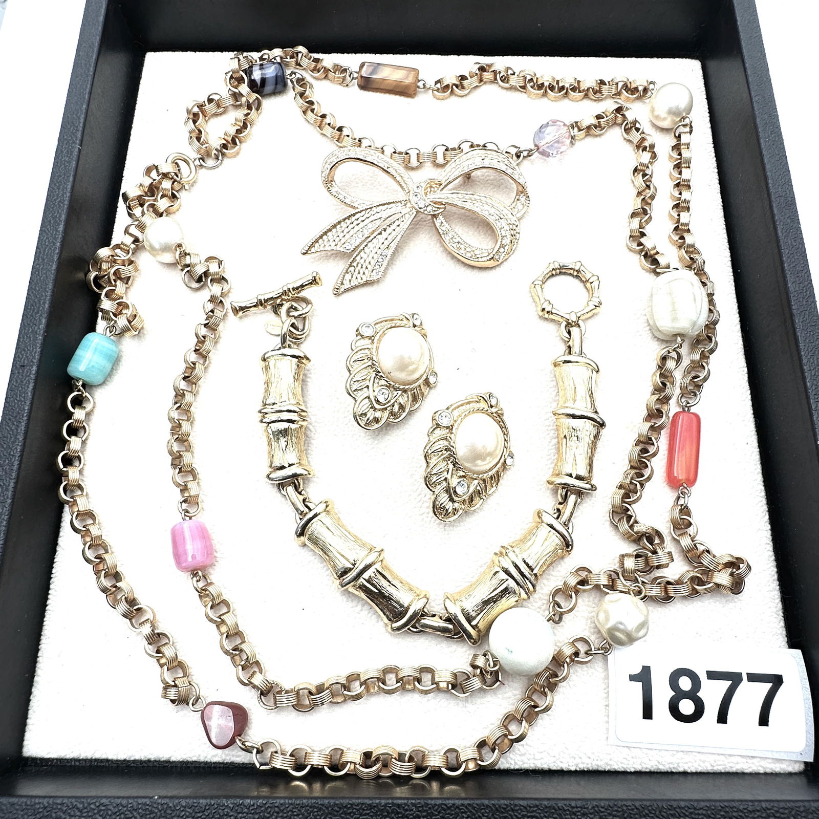 Vintage Jewelry Group KJL for Avon Clip Earrings Monet Bamboo Gold Tone Bracelet Chain Necklace Bow: Vintage Jewelry Group KJL for Avon Clip Earrings Monet Bamboo Gold Tone Bracelet Chain Necklace Bow Brooch