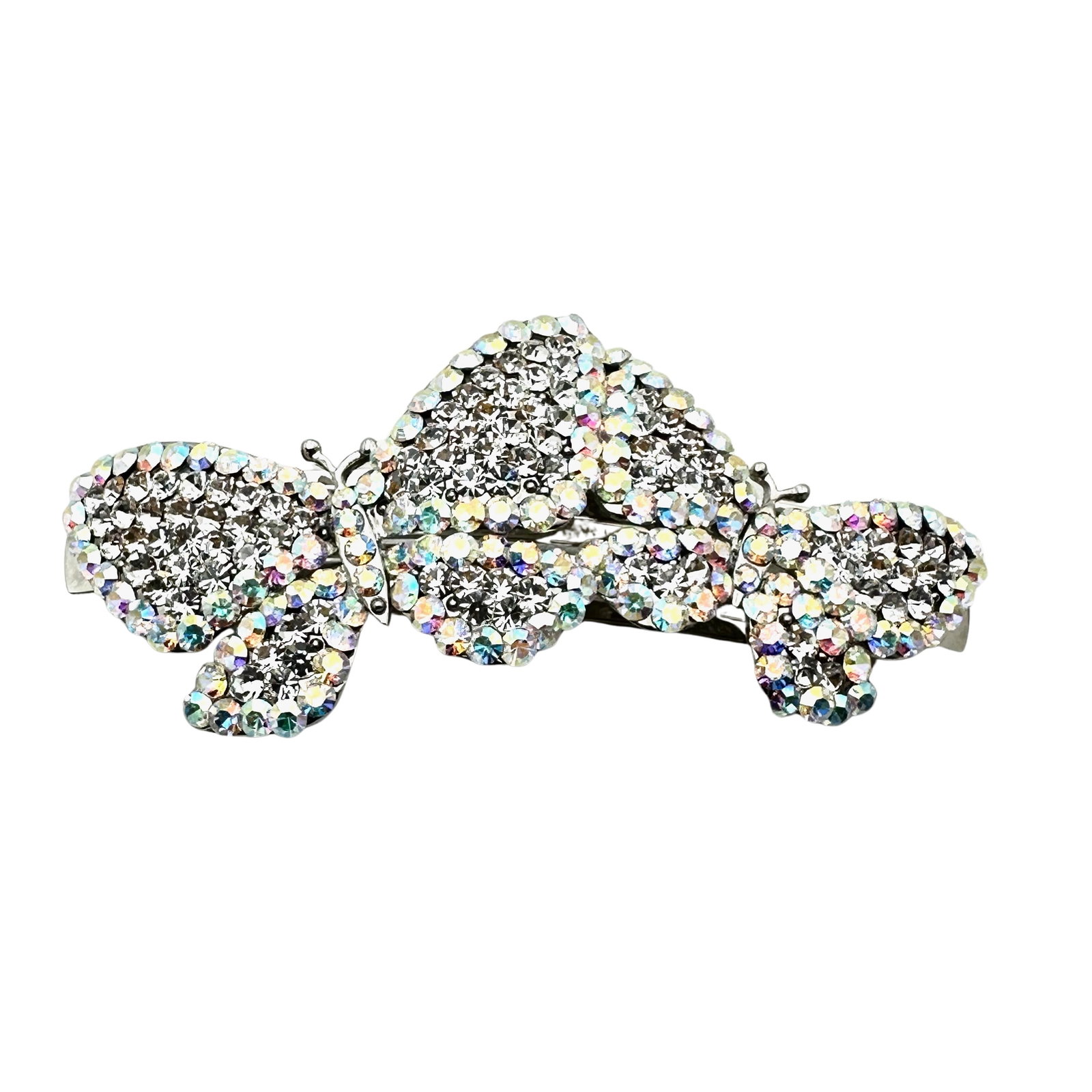 Vintage Kirks Folly Aurora Borealis Crystal Silver Tone Butterfly Hair Barrette 3 Inch Unused: Vintage Kirks Folly Aurora Borealis Crystal Silver Tone Butterfly Hair Barrette 3 Inch Unused Condition