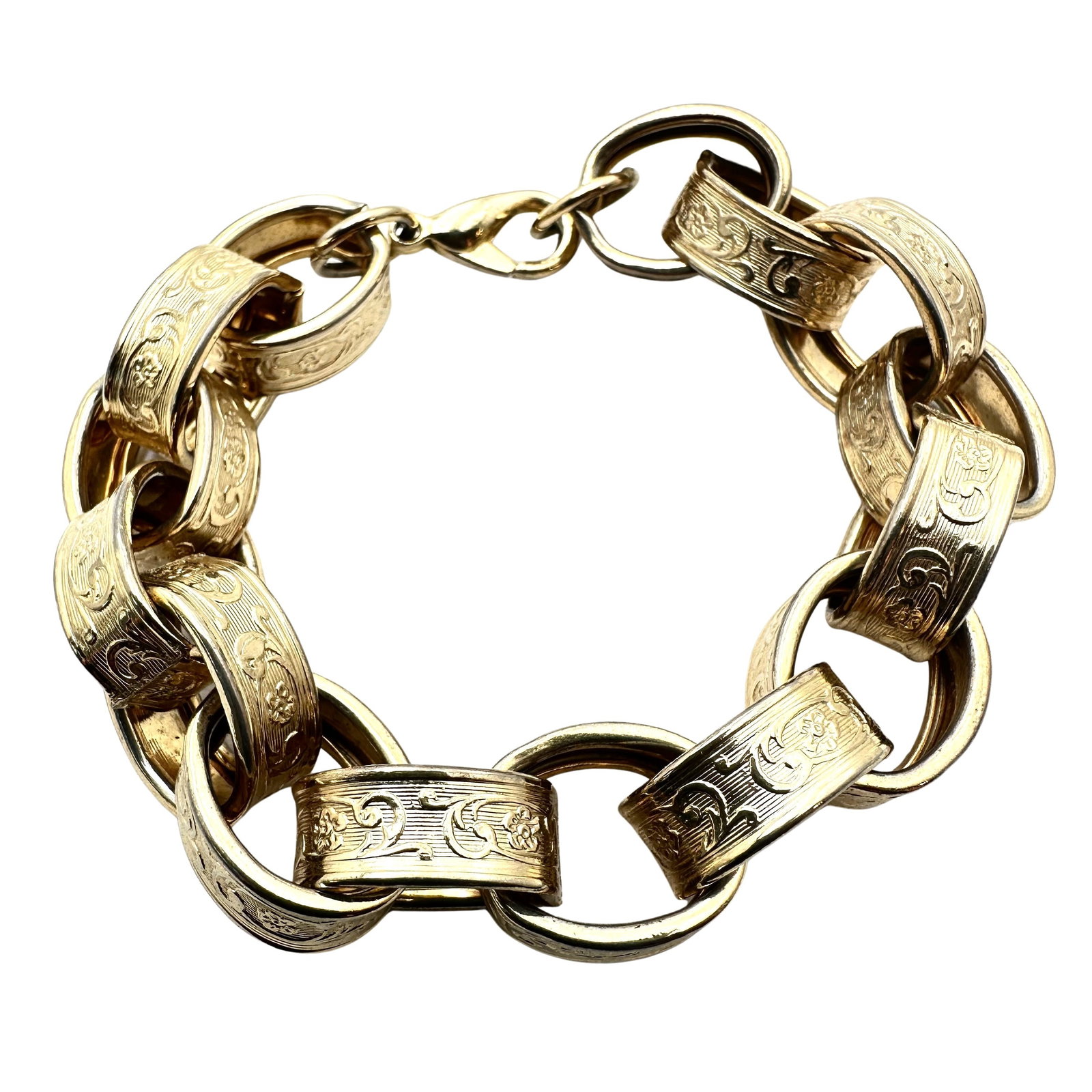 Vintage Fancy Book Link Chain Link Bracelet 8 Inch Length: Vintage Fancy Book Link Chain Link Bracelet 8 Inch Length