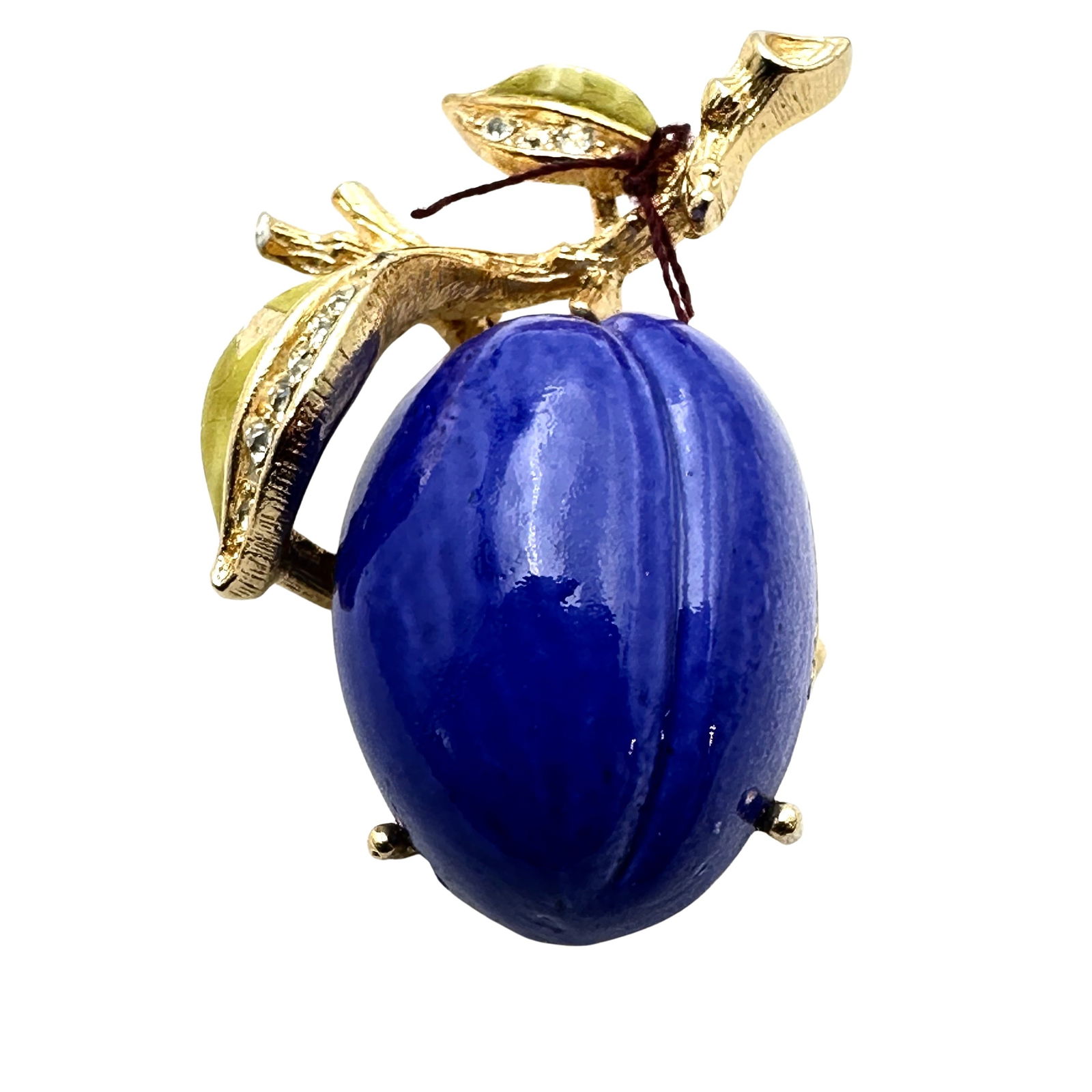 Vintage Kramer Blue Fruit Gold Tone Brooch Pin 1.75 Inch (1 of 2)
