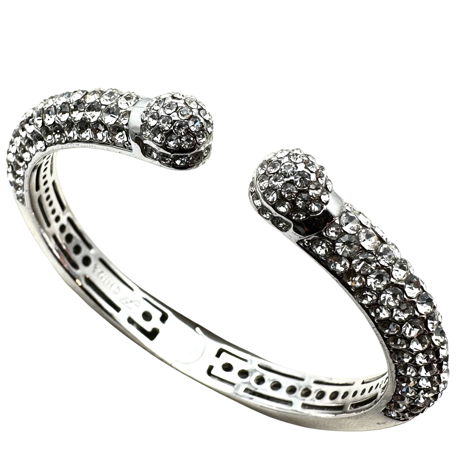 Joan Boyce Clear Crystal Silver Tone Hinged Bracelet 6.5 Inch Pristine Condition (1 of 2)