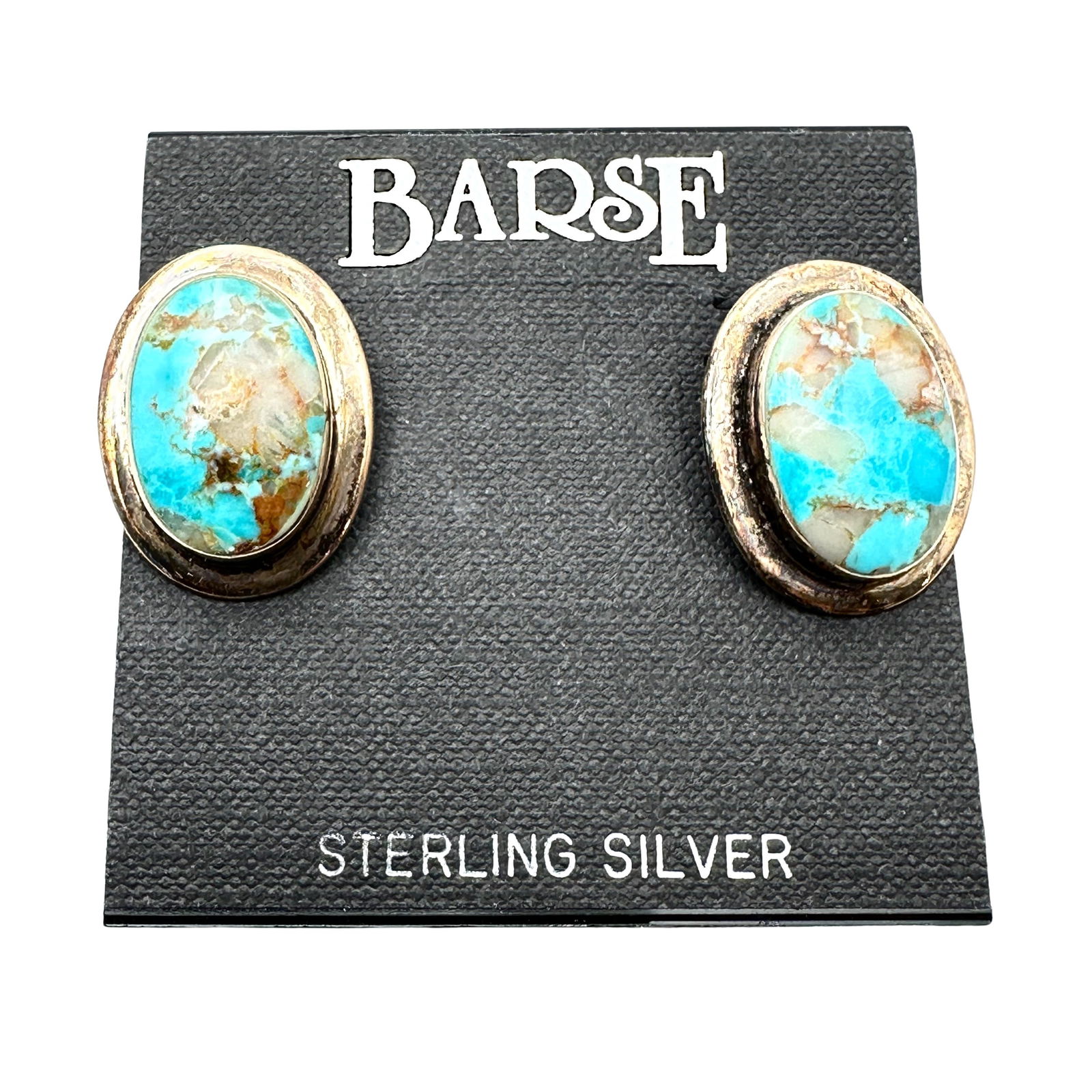 Barse Turquoise Sterling Silver Clip Earrings 1 Inch Original Card: Barse Turquoise Sterling Silver Clip Earrings 1 Inch Original Card