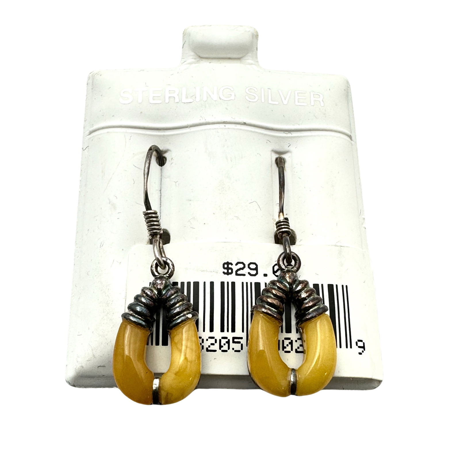 Vintage Yellow Amber Sterling Silver Pierced Earrings 1.25 Inch: Vintage Yellow Amber Sterling Silver Pierced Earrings 1.25 Inch