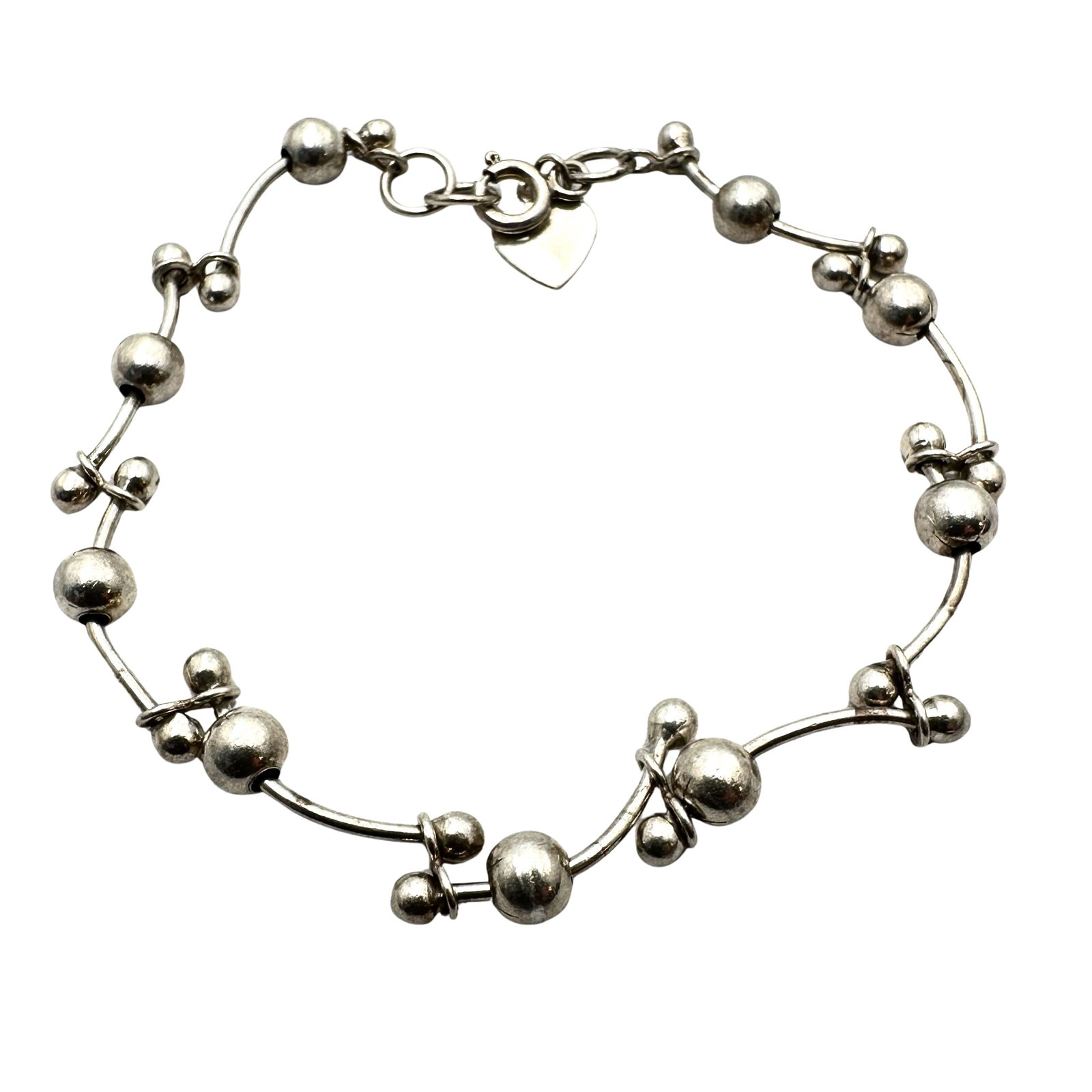 Sterling Silver Bead Bracelet 7.5 Inch: Sterling Silver Bead Bracelet 7.5 Inch