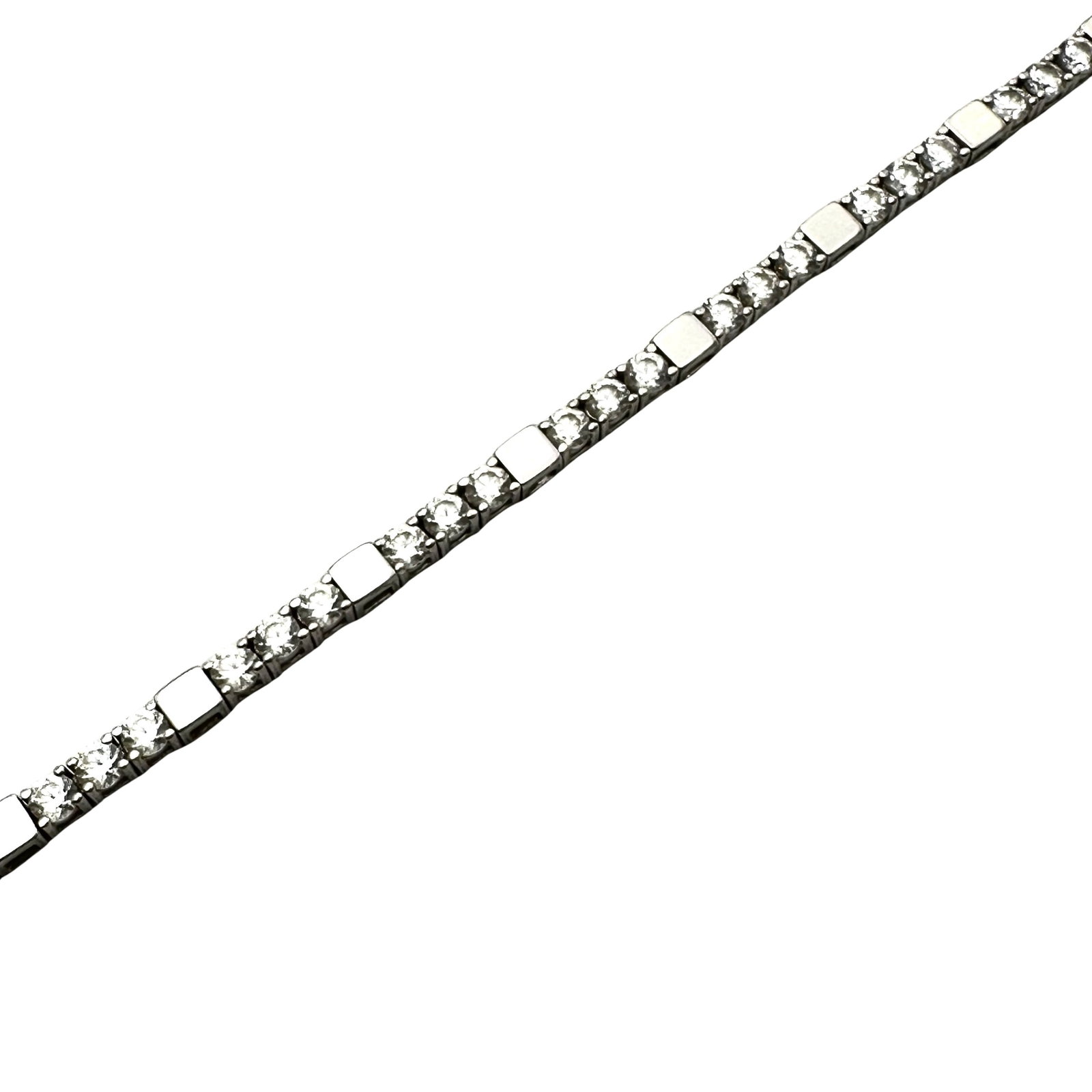 Cubic Zirconia Sterling Silver Tennis Bracelet 7.5 Inch 9.6 Grams: Cubic Zirconia Sterling Silver Tennis Bracelet 7.5 Inch 9.6 Grams