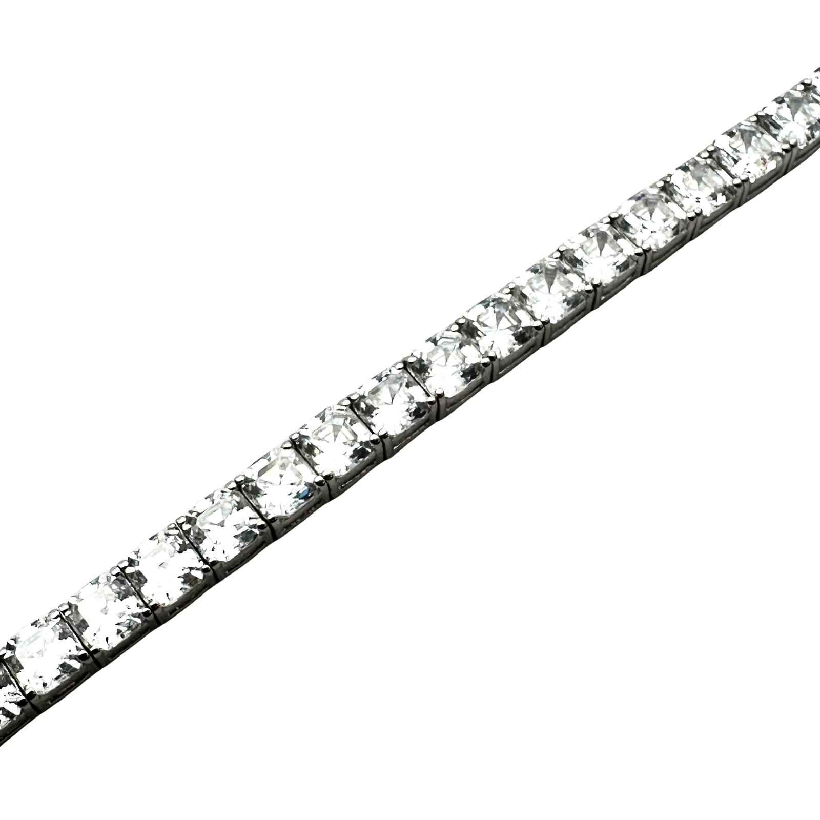 Cubic Zirconia Sterling Silver Tennis Bracelet 7.5 Inch 13.8 Grams: Cubic Zirconia Sterling Silver Tennis Bracelet 7.5 Inch 13.8 Grams