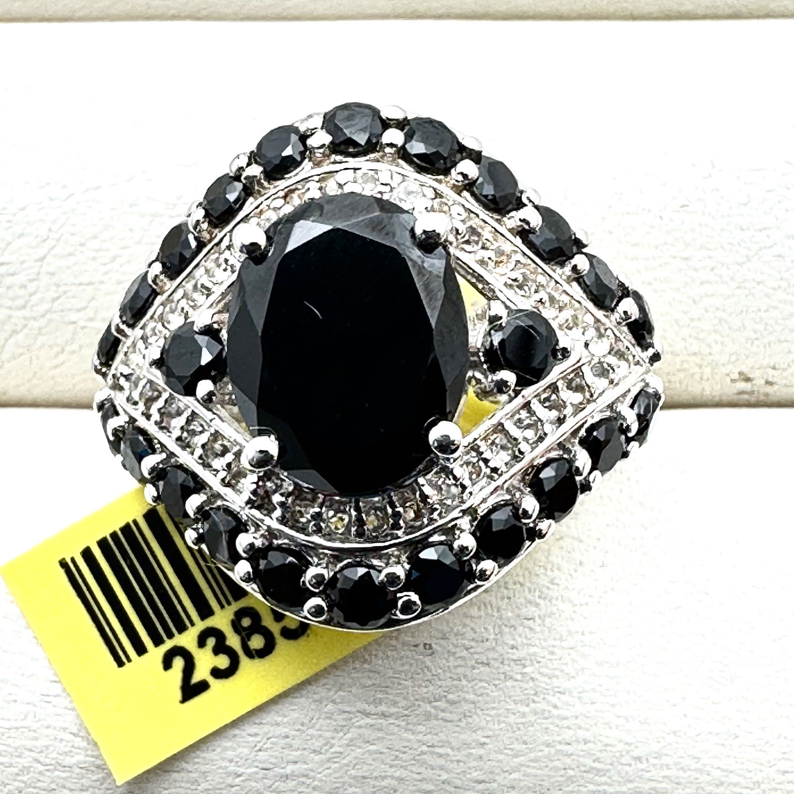 Black Spinel and Diamond Sterling Silver Ring Size 8: Black Spinel and Diamond Sterling Silver Ring Size 9