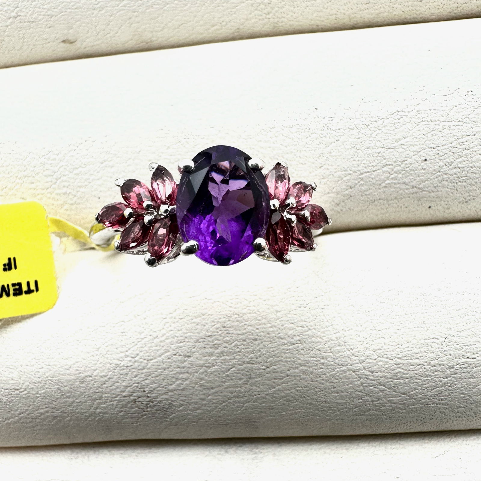 Purple Amethyst Pink Tourmaline Sterling Silver Ring Size 9 (1 of 2)