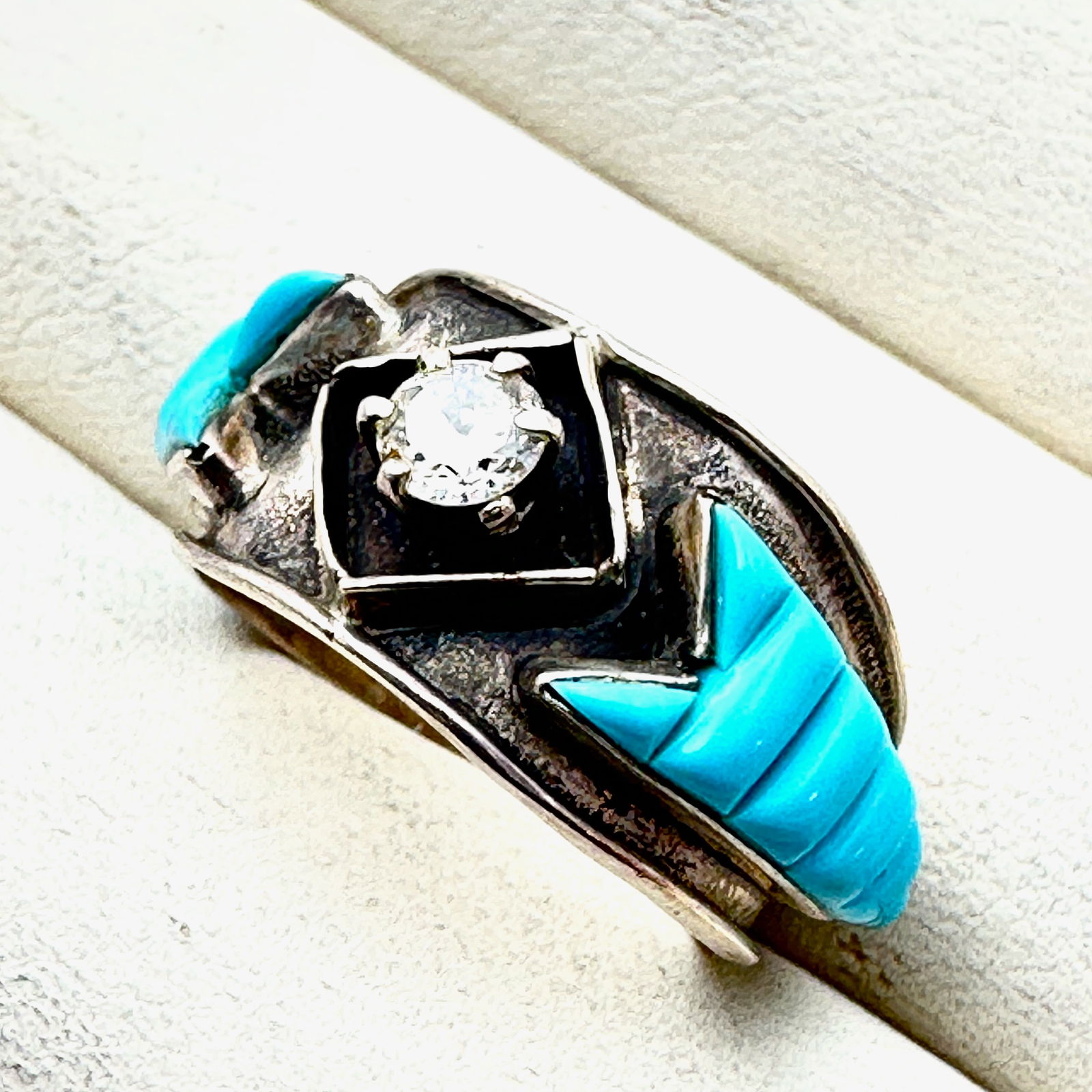 Vintage Native American Turquoise Sterling Silver Ring Size 9 Hallmarked M (1 of 3)