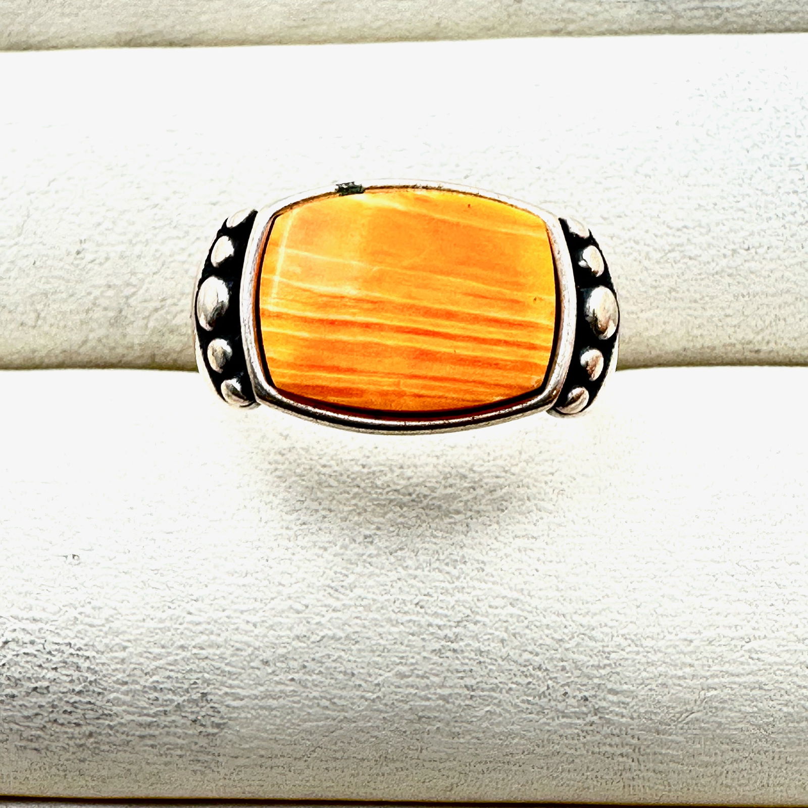 Orange Spiney Oyster Sterling Silver Ring Size 7.5 (1 of 2)